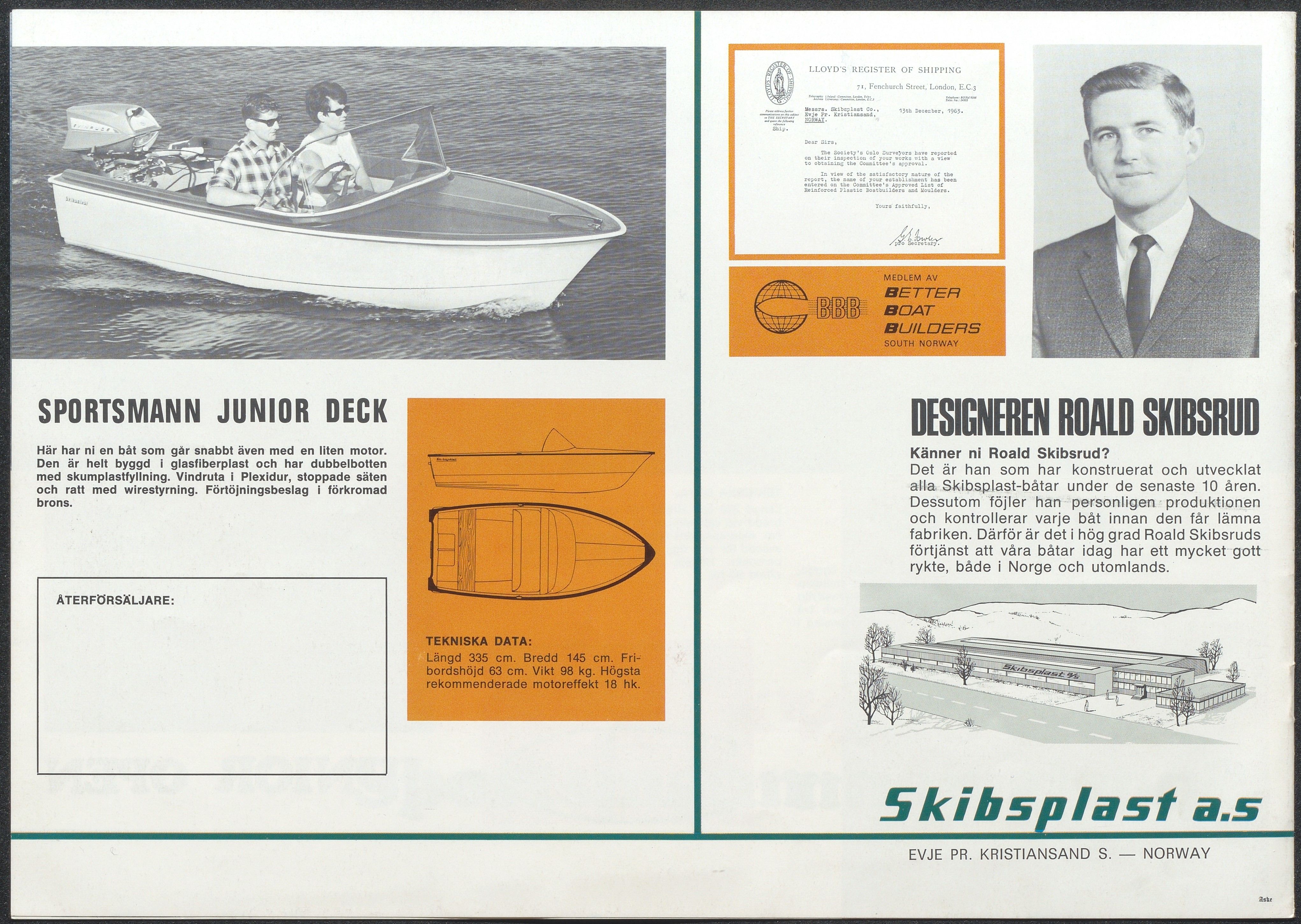 Skibsplast, AAKS/PA-2968/01/X/X01/L0001/0010: Brosjyrer / Seamaster (1958-1962/64). Sportsmaster (1970-1986). Seamaster DC (1965-1969/70). Sportsmann De Luxe 13' (1964-1971). Sportsmann 13' open (1960-1964). Junior open (1960-1964)., 1958-1986