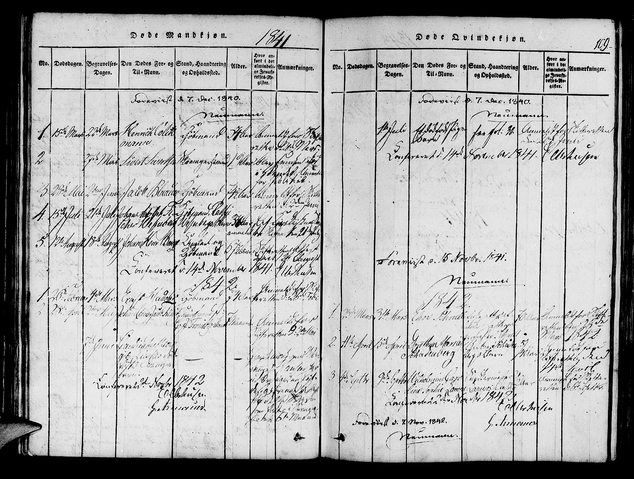 Mariakirken Sokneprestembete, SAB/A-76901/H/Haa/L0005: Parish register (official) no. A 5, 1815-1845, p. 109