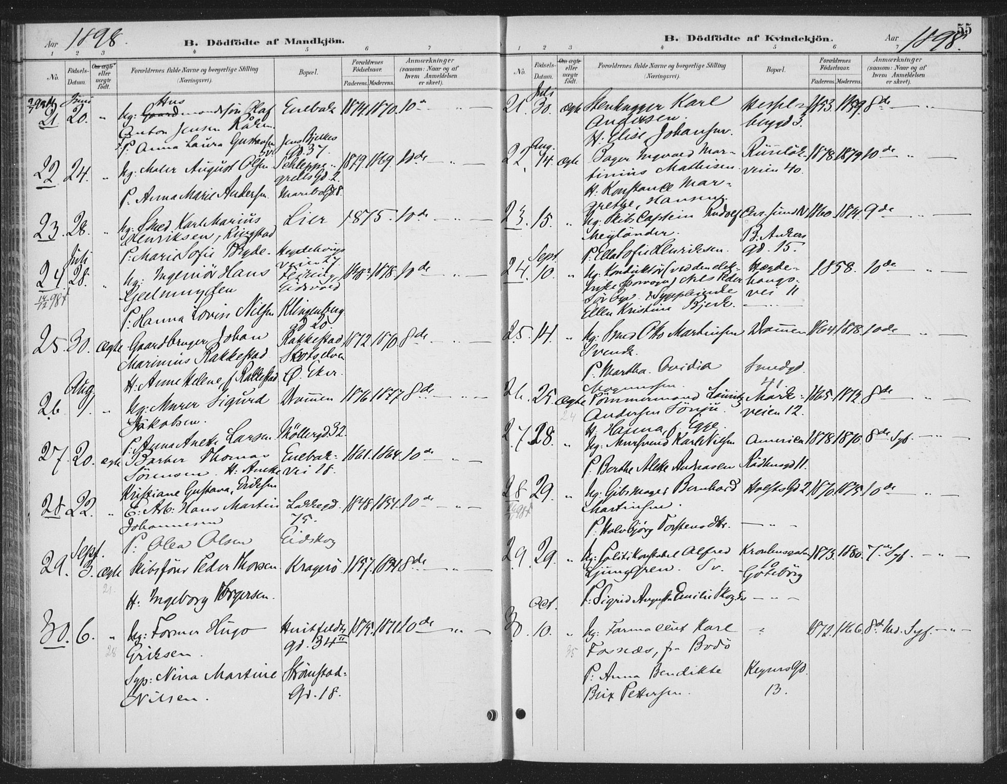 Rikshospitalet prestekontor Kirkebøker, AV/SAO-A-10309b/F/L0010: Parish register (official) no. 10, 1888-1912, p. 55