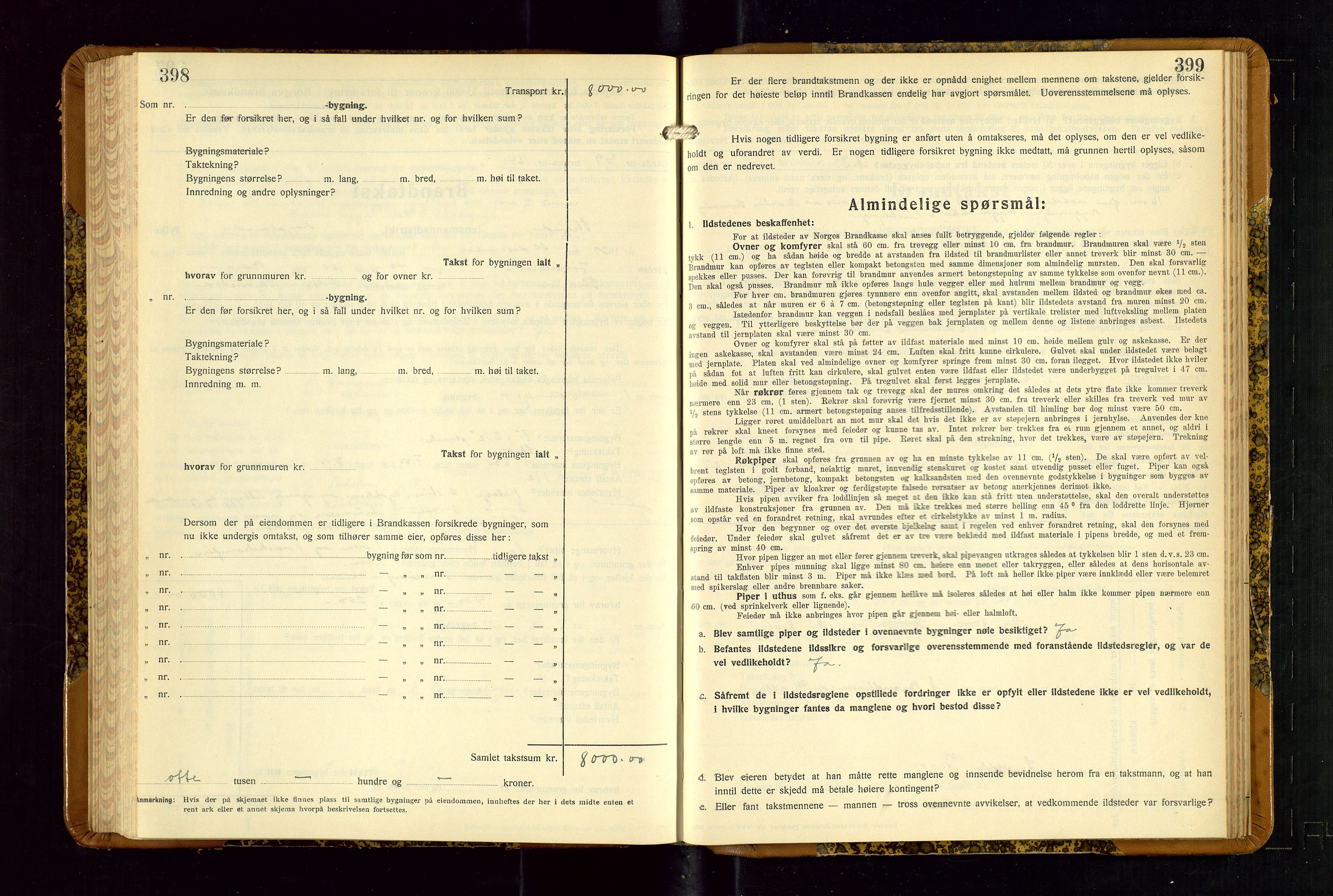 Strand og Forsand lensmannskontor, AV/SAST-A-100451/Gob/L0001: Branntakstprotokoll, 1935-1942, p. 398-399