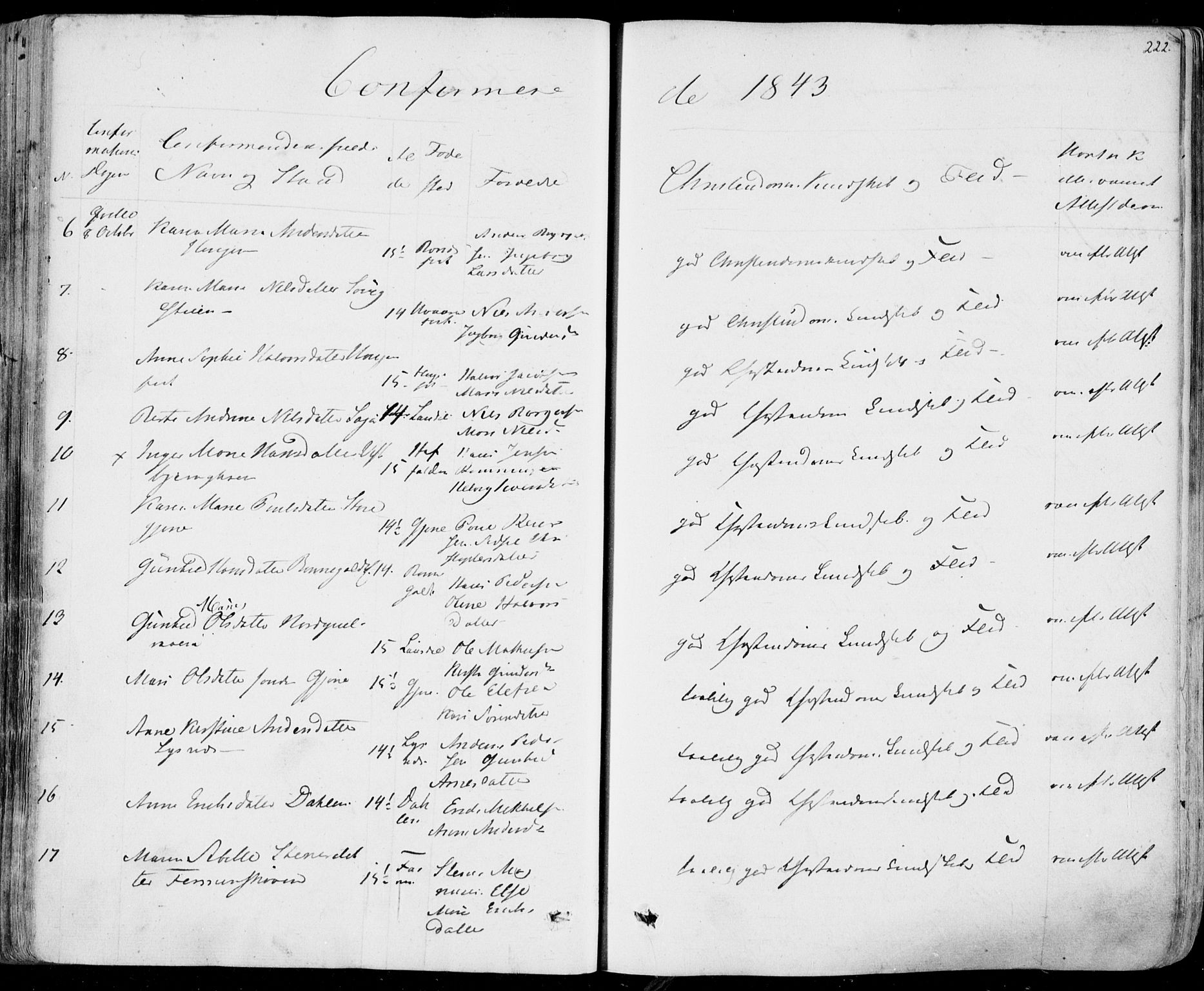 Hedrum kirkebøker, AV/SAKO-A-344/F/Fa/L0005: Parish register (official) no. I 5, 1835-1848, p. 222