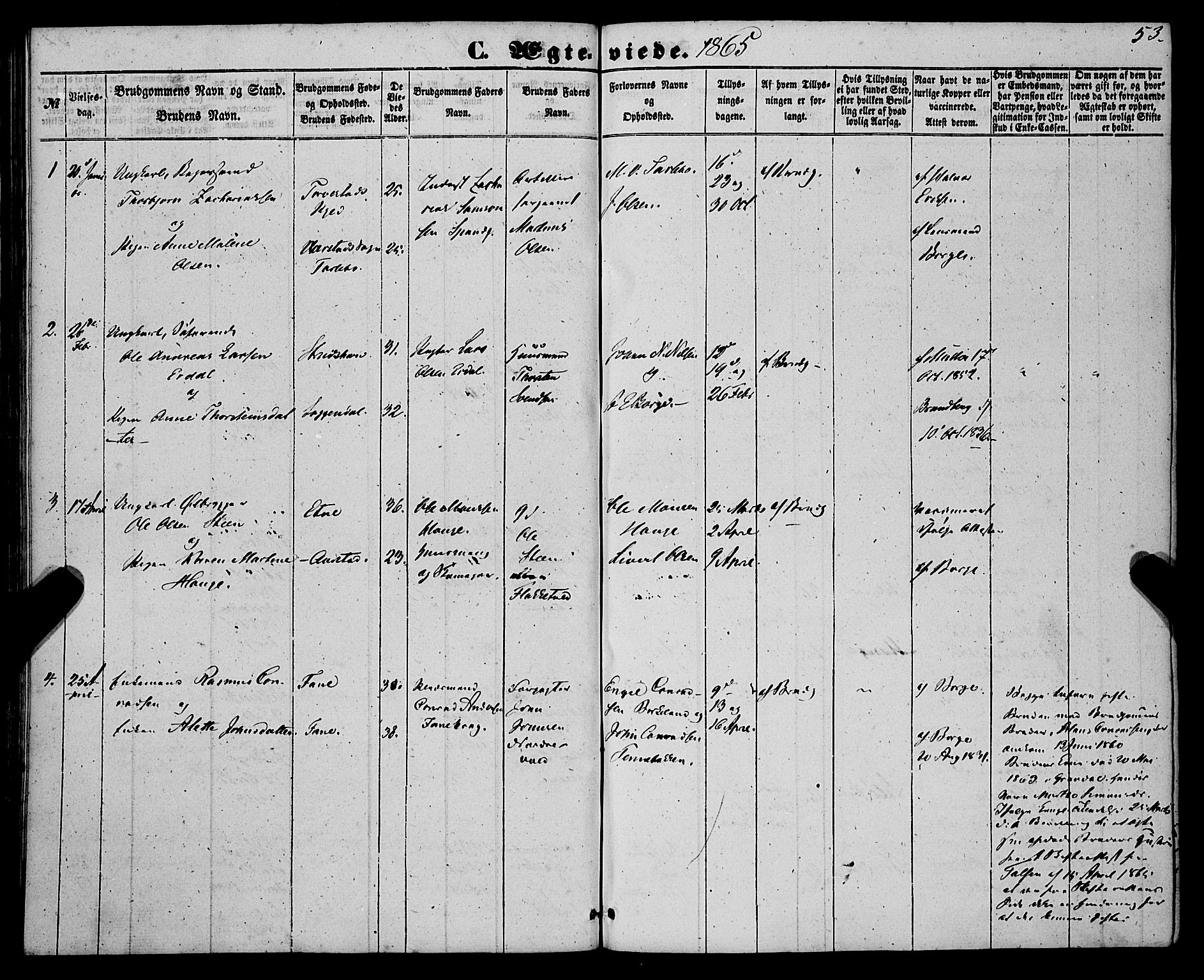 St. Jørgens hospital og Årstad sokneprestembete, SAB/A-99934: Parish register (official) no. A 9, 1853-1878, p. 53