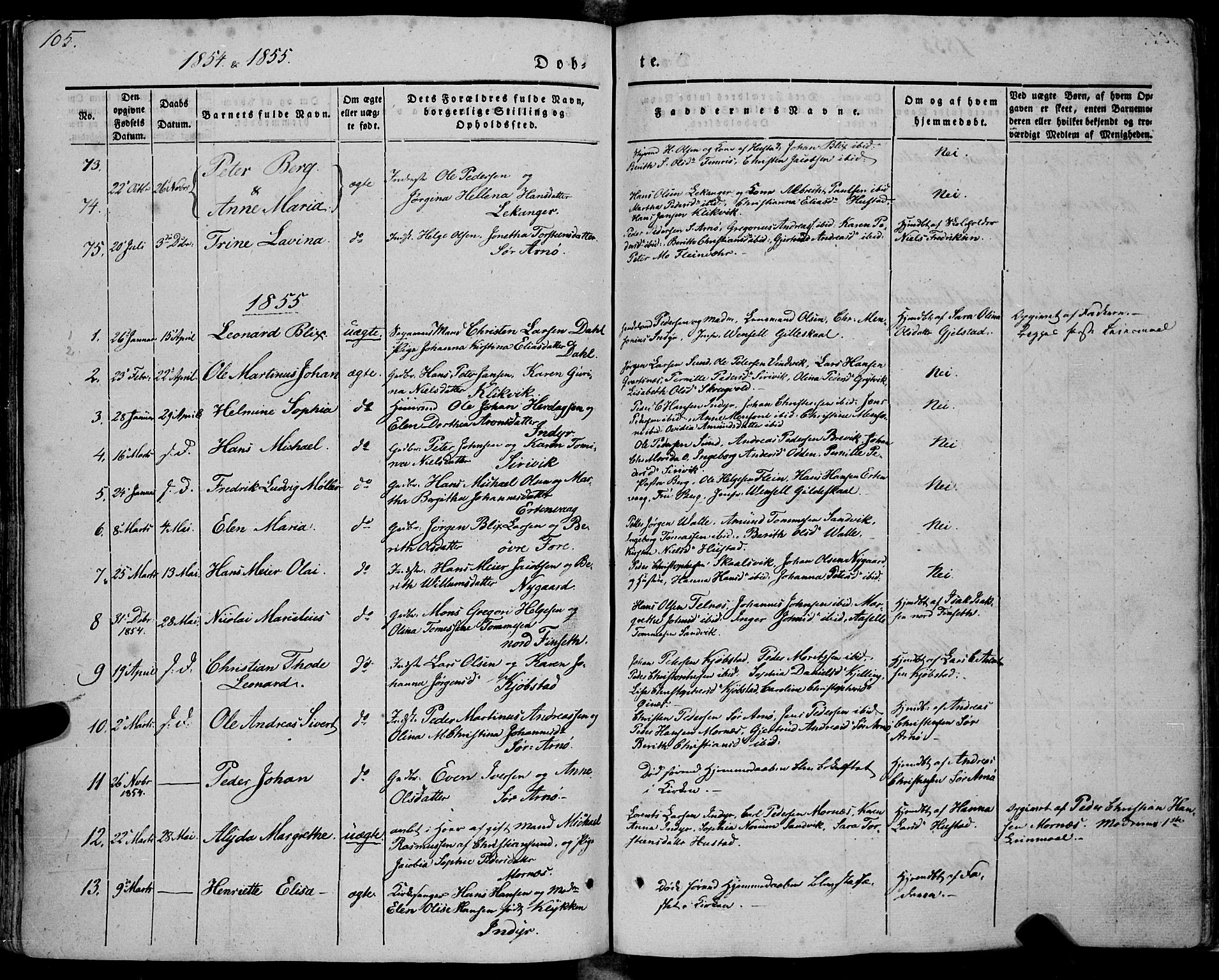 Ministerialprotokoller, klokkerbøker og fødselsregistre - Nordland, SAT/A-1459/805/L0097: Parish register (official) no. 805A04, 1837-1861, p. 105