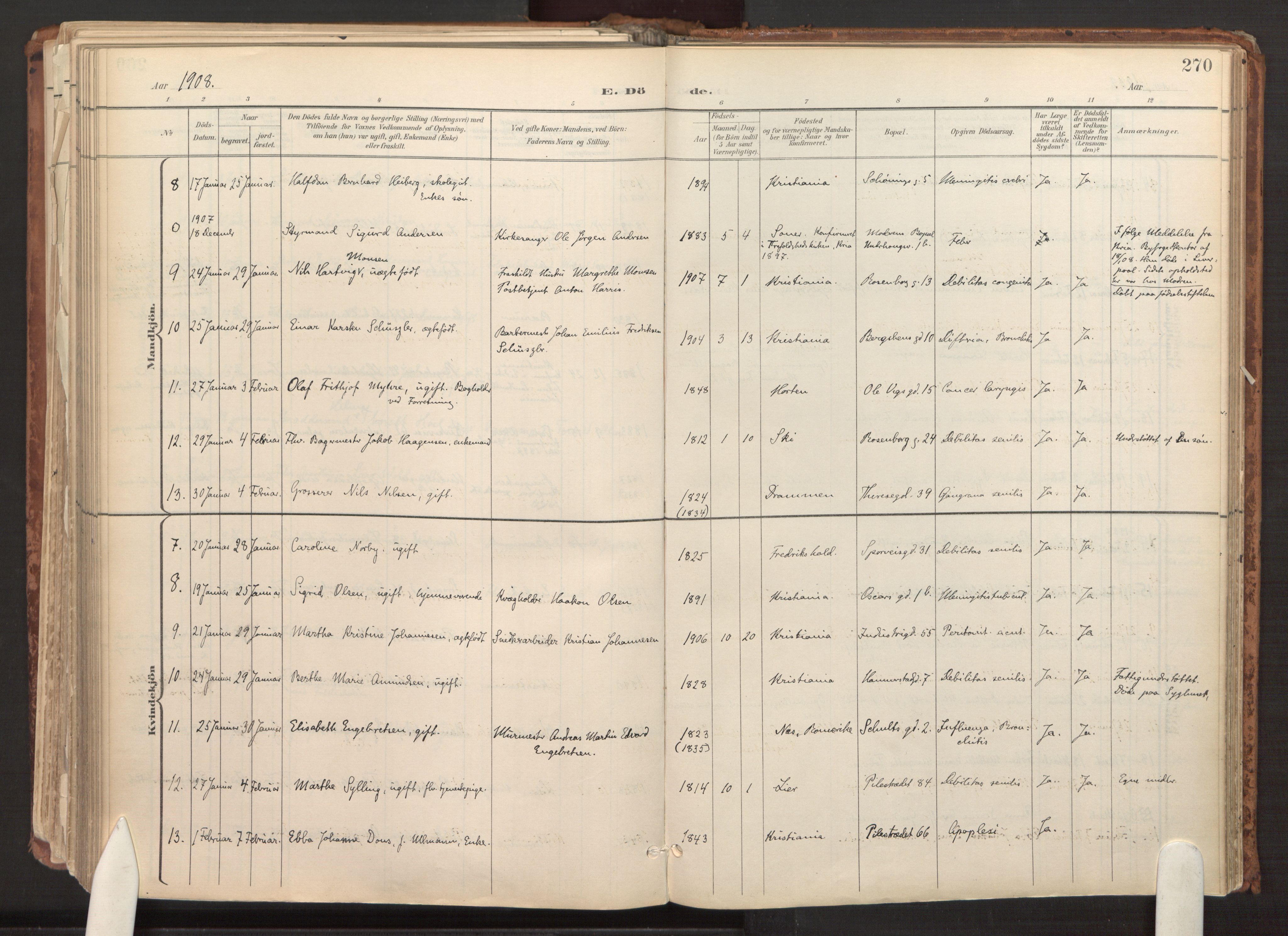 Fagerborg prestekontor Kirkebøker, SAO/A-10844/F/Fa/L0003: Parish register (official) no. 3, 1898-1916, p. 270