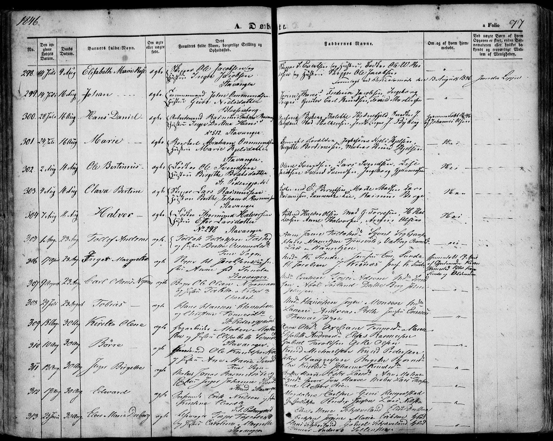Domkirken sokneprestkontor, SAST/A-101812/001/30/30BA/L0016: Parish register (official) no. A 15, 1844-1854, p. 77