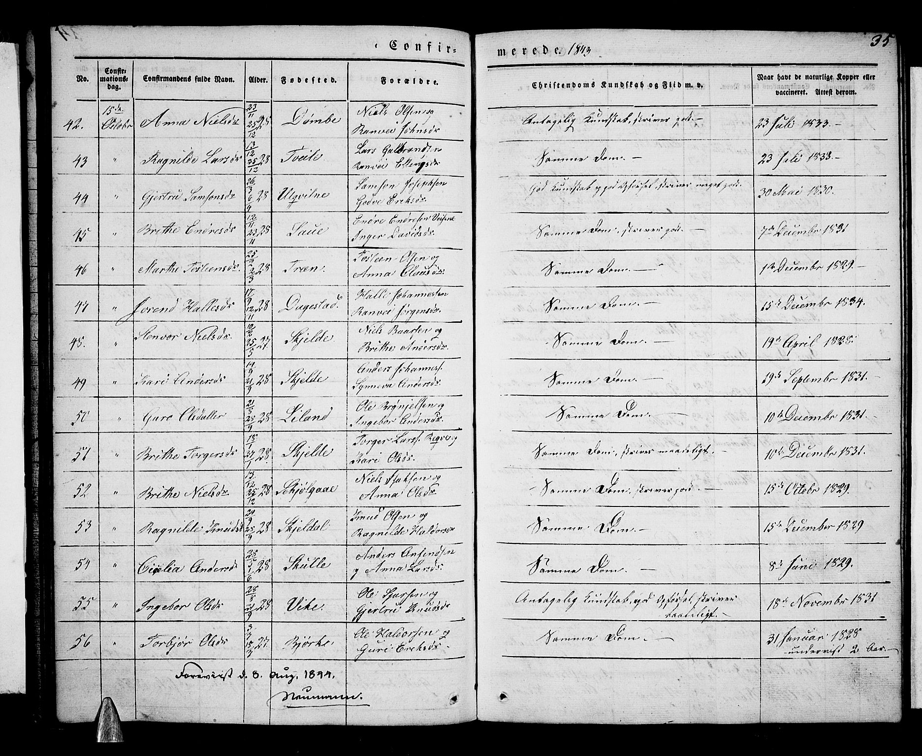 Voss sokneprestembete, AV/SAB-A-79001/H/Haa: Parish register (official) no. A 14, 1837-1847, p. 35