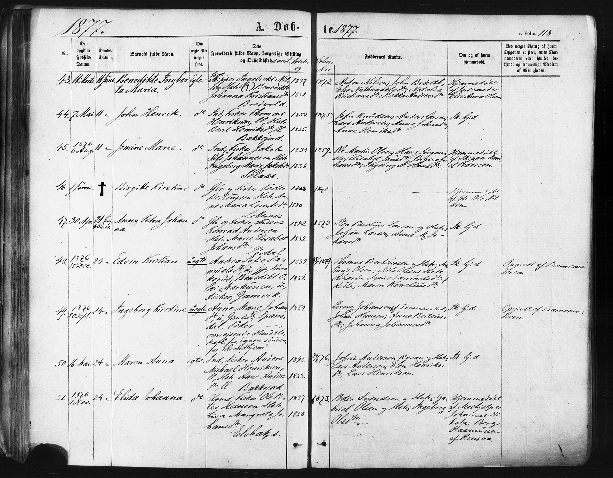 Ibestad sokneprestembete, SATØ/S-0077/H/Ha/Haa/L0010kirke: Parish register (official) no. 10, 1869-1879, p. 118