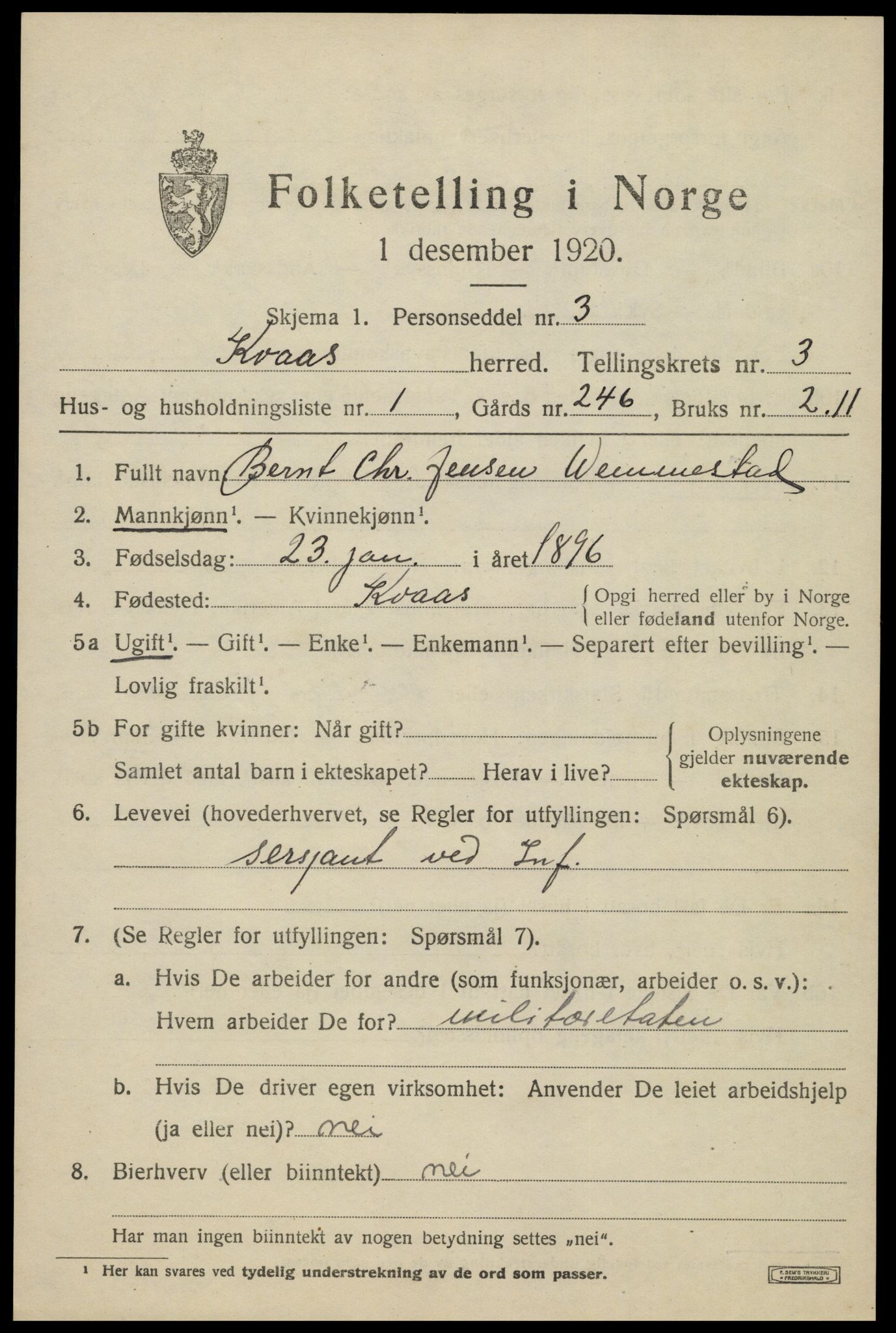 SAK, 1920 census for Kvås, 1920, p. 778