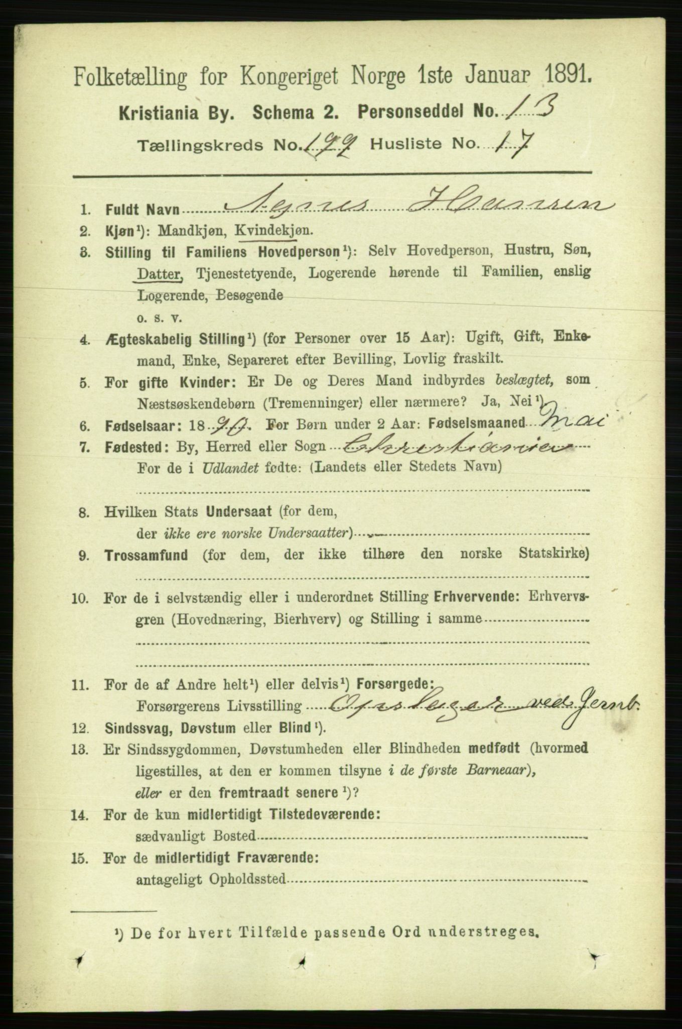 RA, 1891 census for 0301 Kristiania, 1891, p. 119933