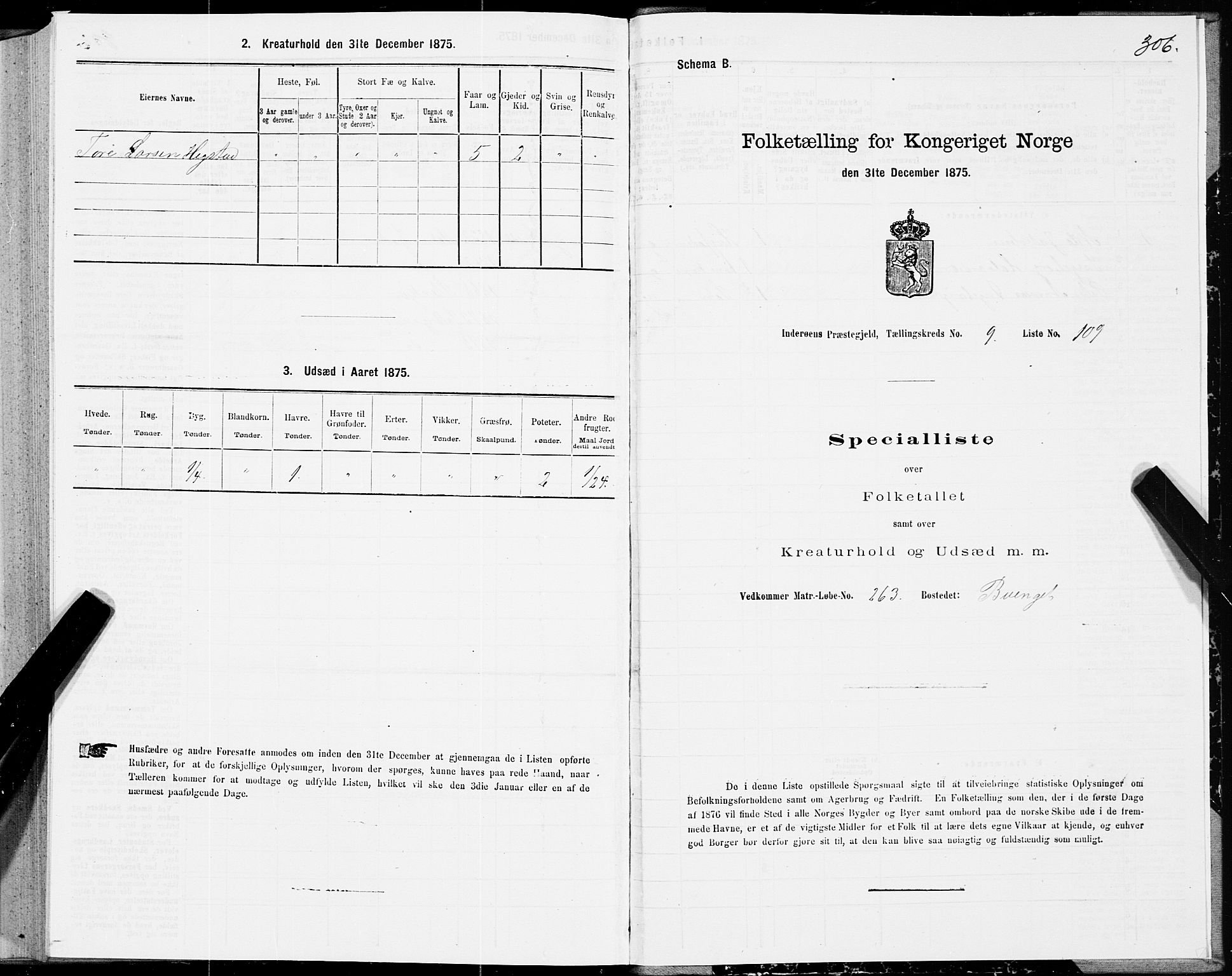 SAT, 1875 census for 1729P Inderøy, 1875, p. 5306