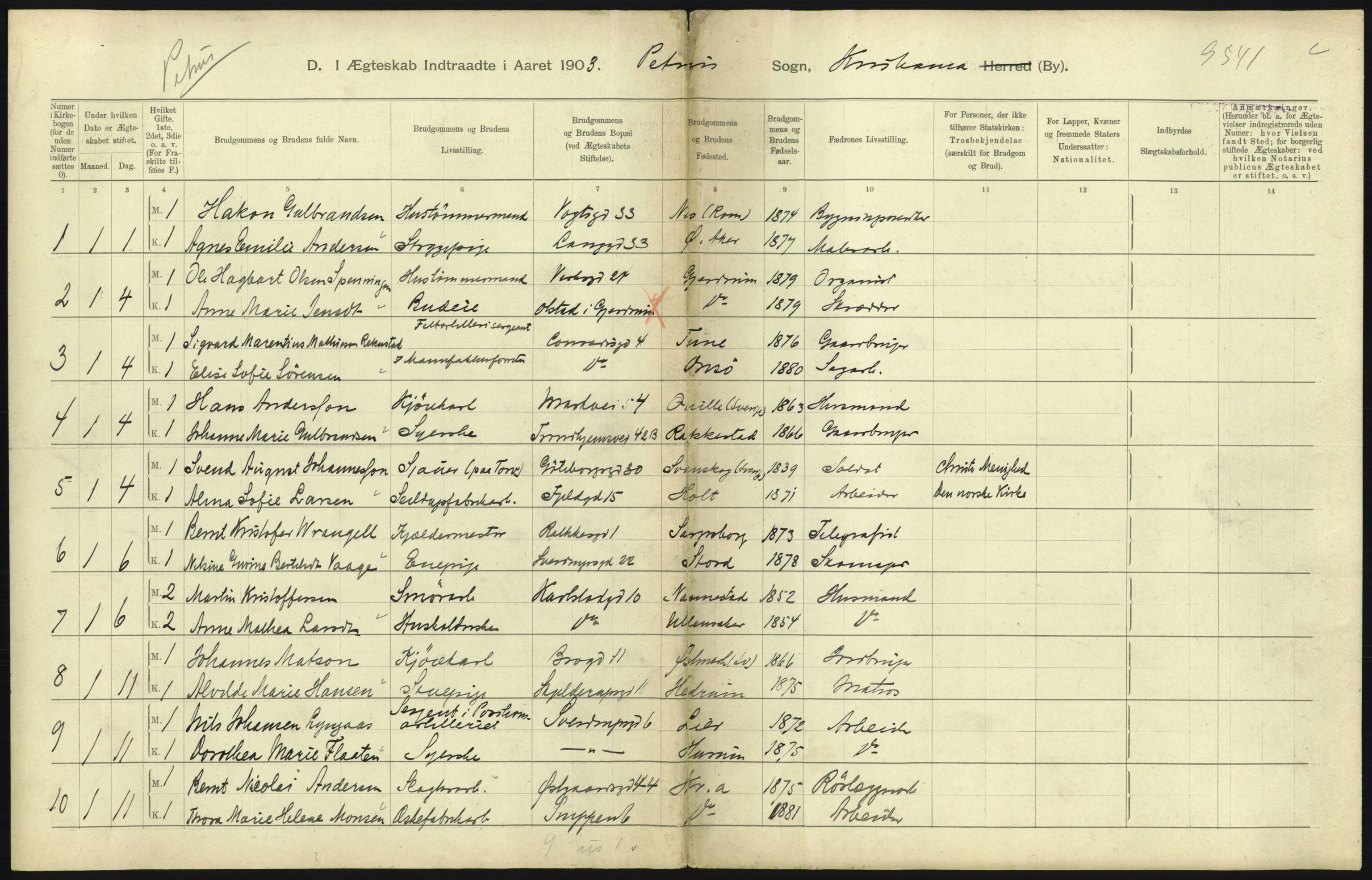 Statistisk sentralbyrå, Sosiodemografiske emner, Befolkning, AV/RA-S-2228/D/Df/Dfa/Dfaa/L0004: Kristiania: Gifte, døde, 1903, p. 497