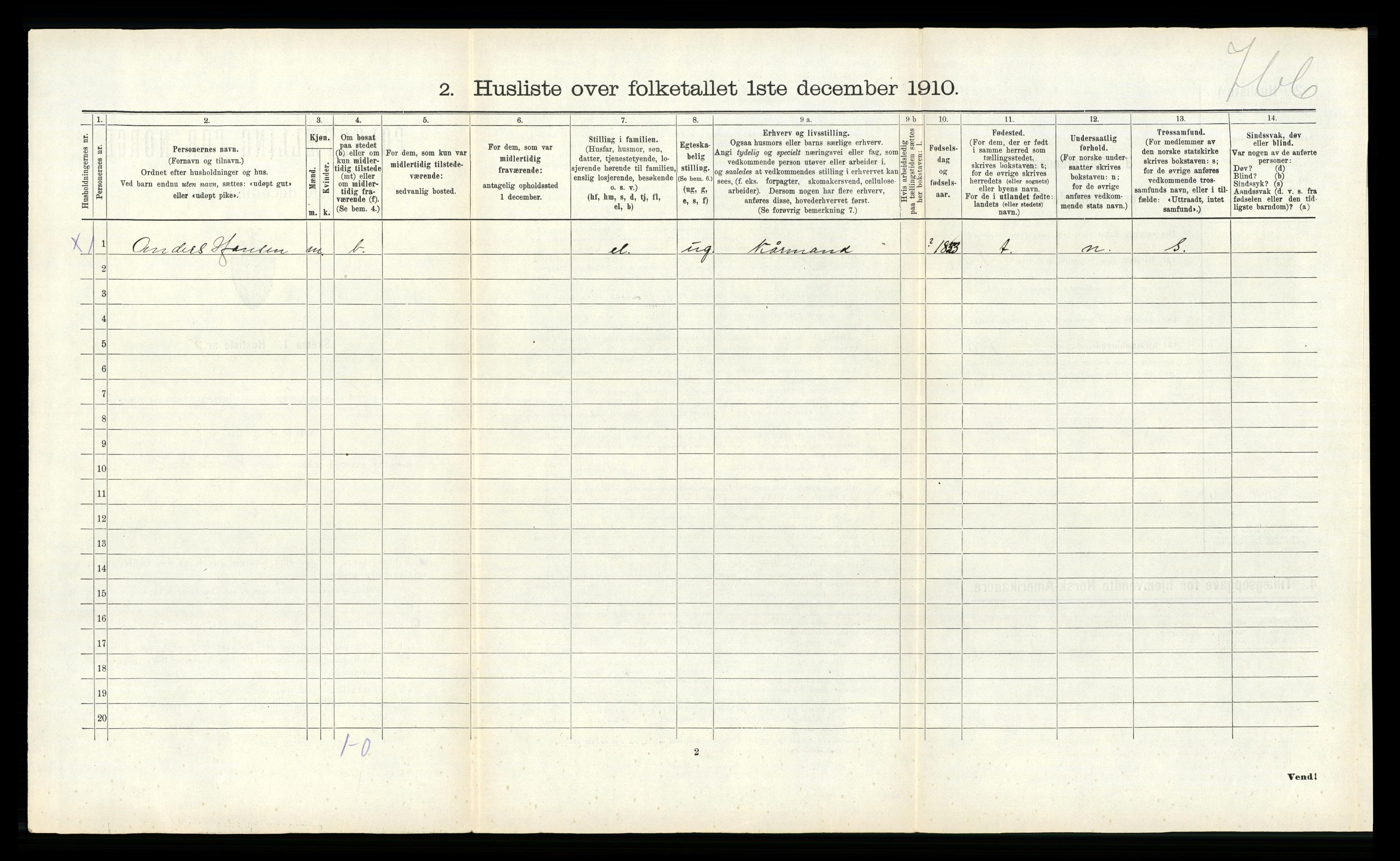 RA, 1910 census for Hamarøy, 1910, p. 103