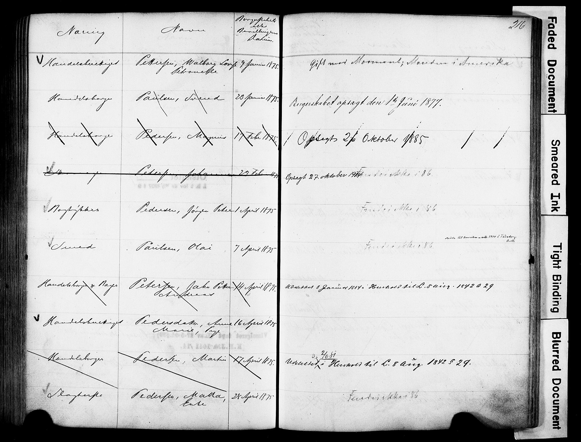 Kristiania magistrat, AV/SAO-A-10711/F/Fb/L0004: Borgerrulle, 1860-1879, p. 218