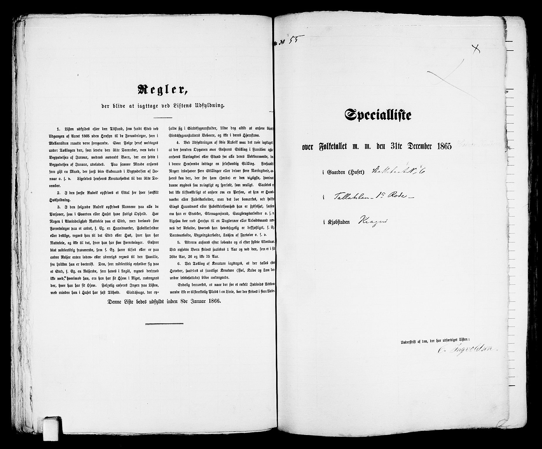 RA, 1865 census for Kragerø/Kragerø, 1865, p. 119