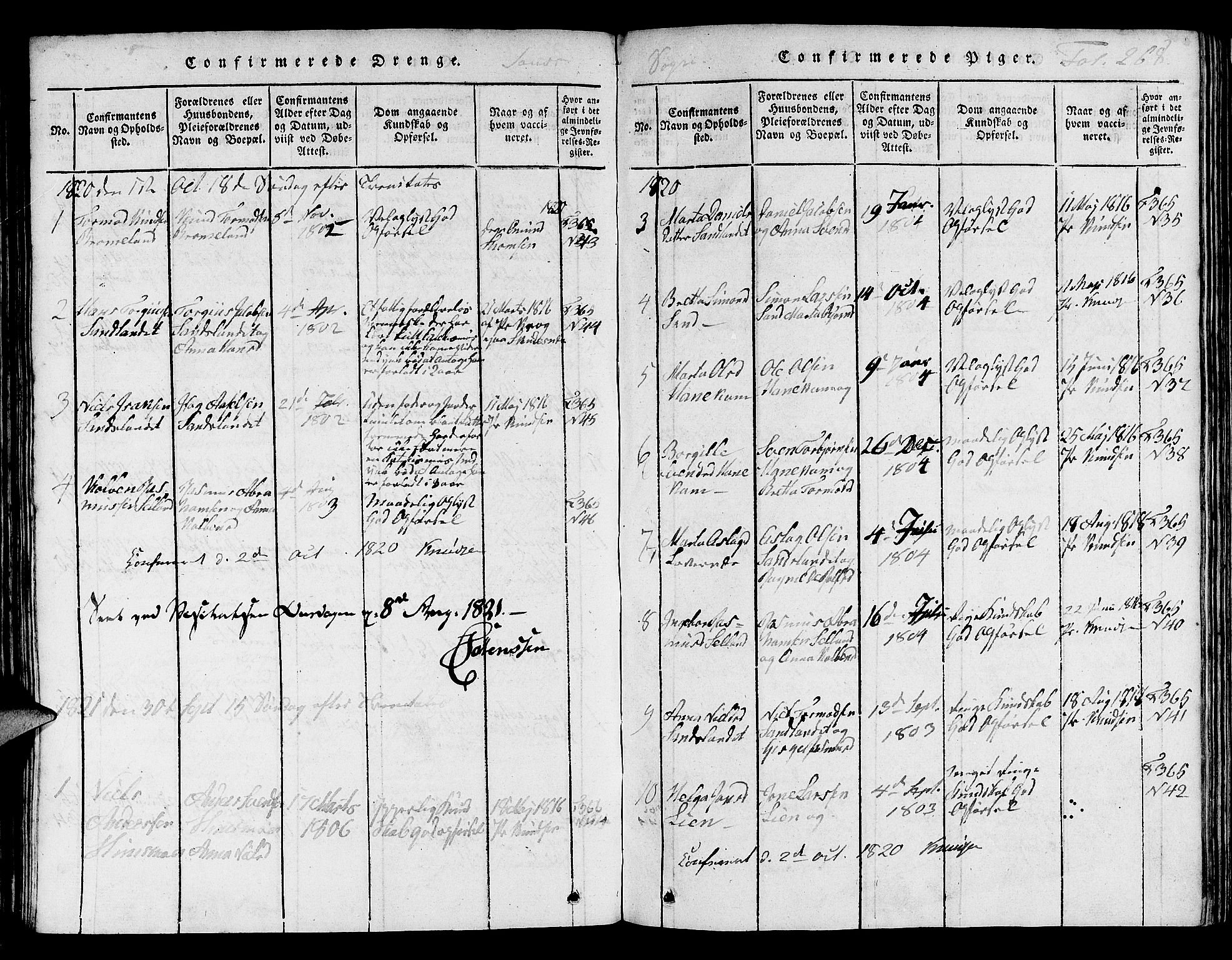 Jelsa sokneprestkontor, SAST/A-101842/01/V: Parish register (copy) no. B 1 /2, 1816-1828, p. 268