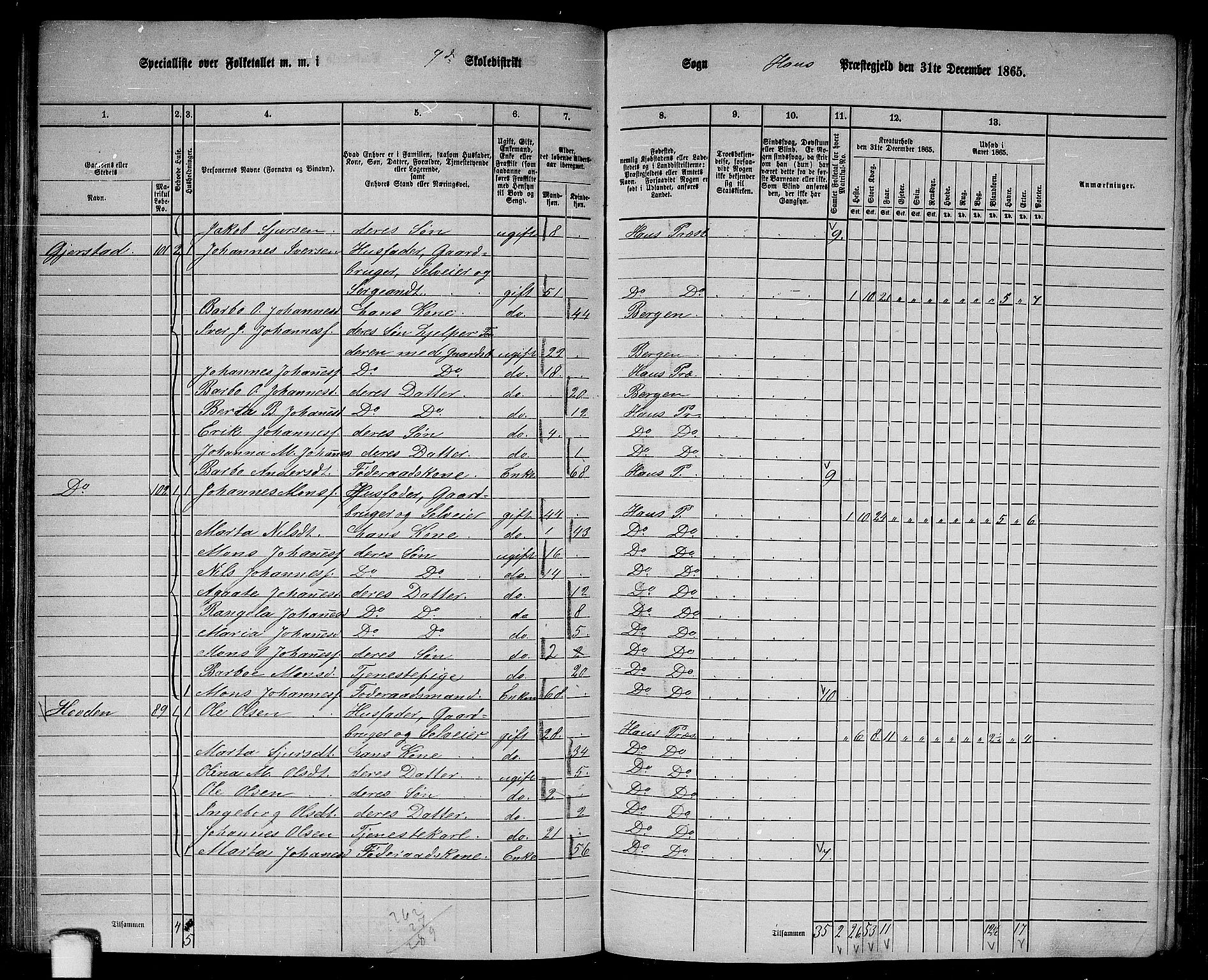 RA, 1865 census for Haus, 1865, p. 137