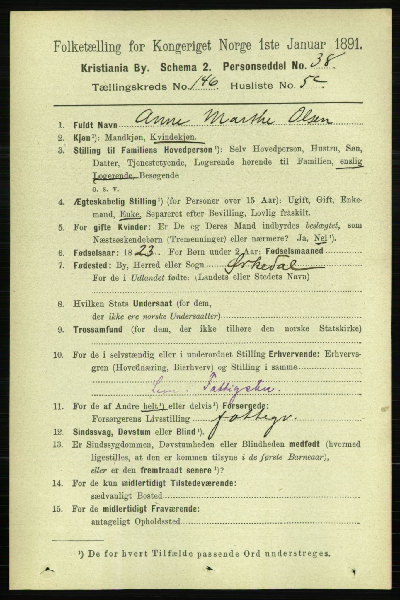 RA, 1891 census for 0301 Kristiania, 1891, p. 81076
