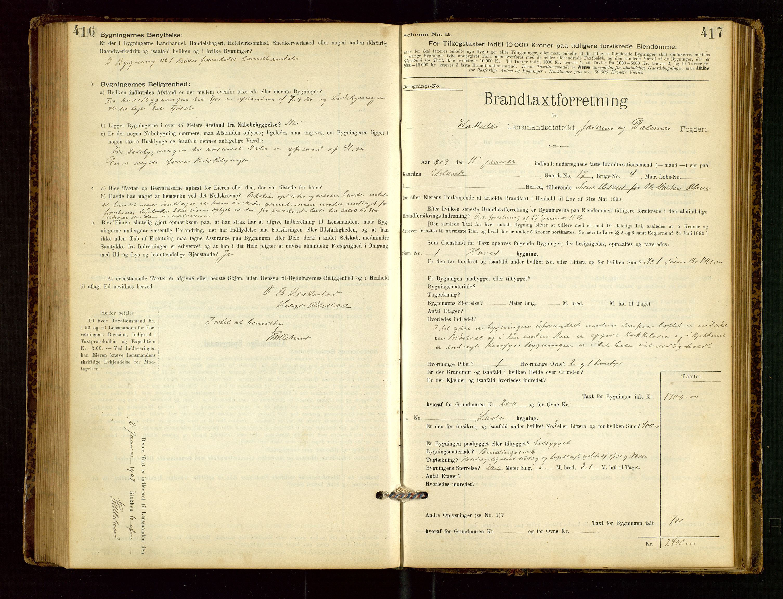 Heskestad lensmannskontor, SAST/A-100304/Gob/L0001: "Brandtaxationsprotokol", 1894-1915, p. 416-417