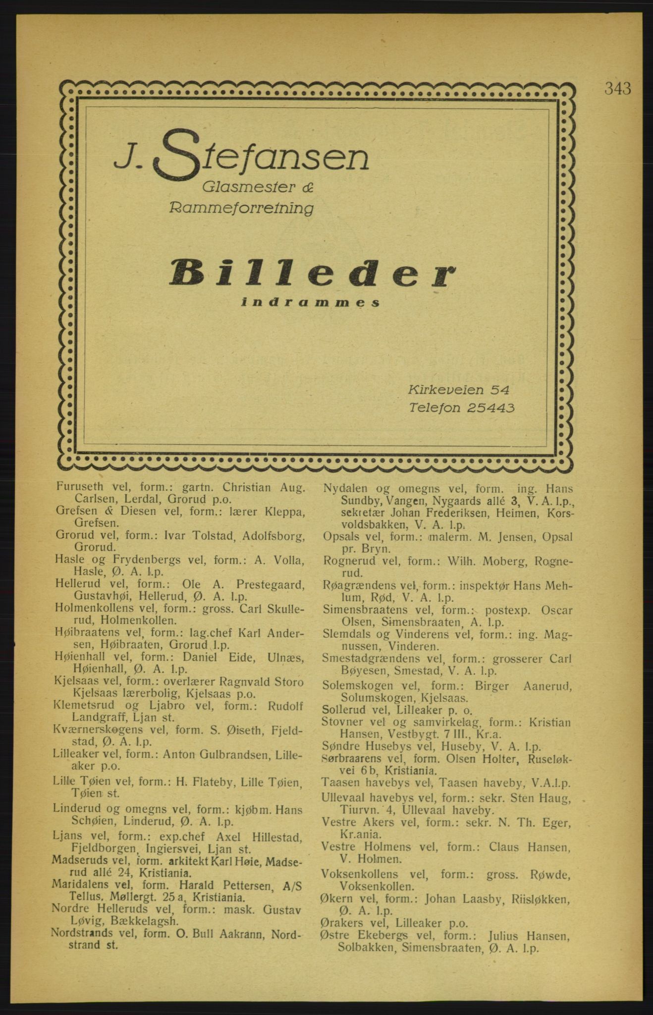 Aker adressebok/adressekalender, PUBL/001/A/002: Akers adressekalender, 1922, p. 343