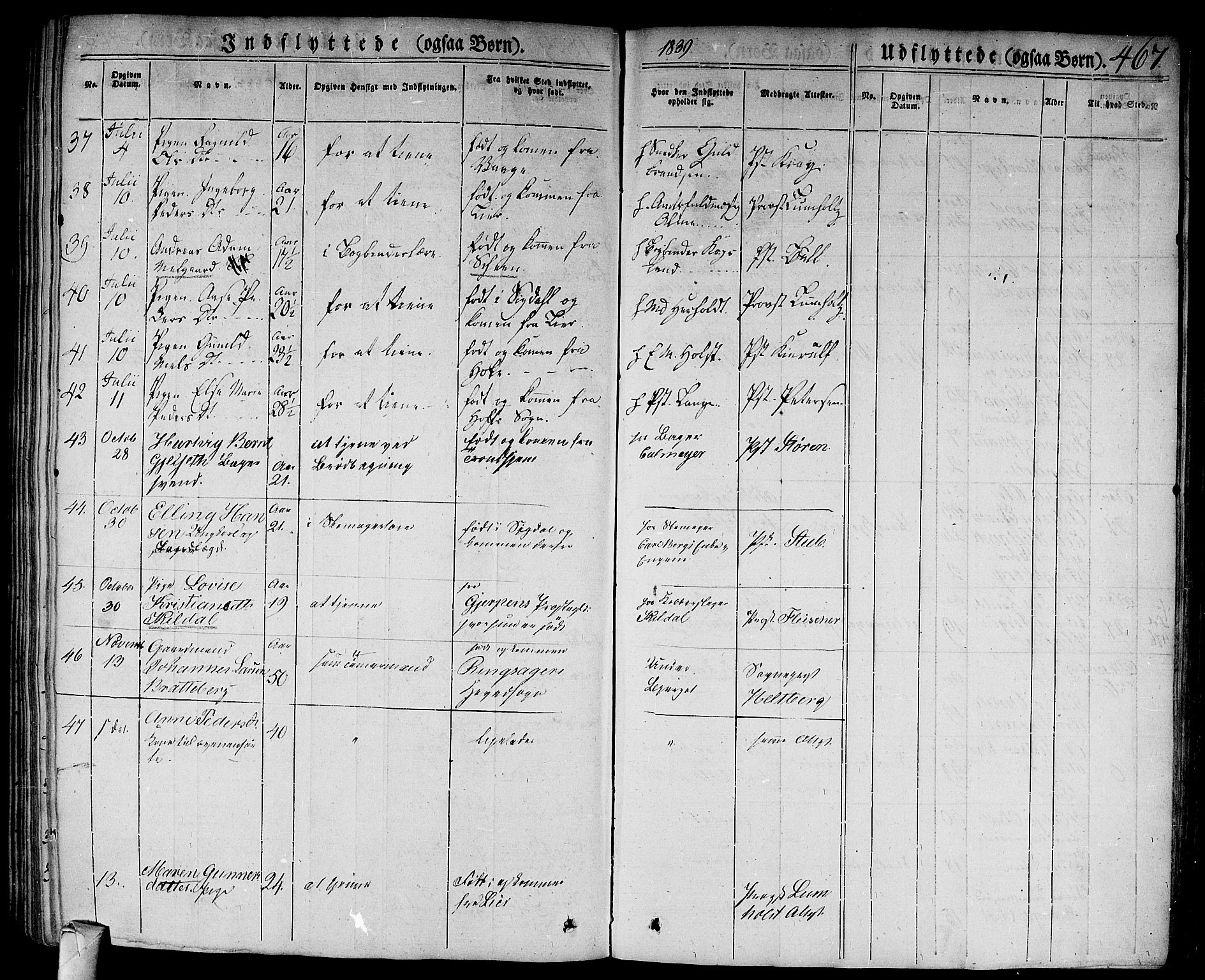 Bragernes kirkebøker, AV/SAKO-A-6/F/Fb/L0001: Parish register (official) no. II 1, 1830-1847, p. 467