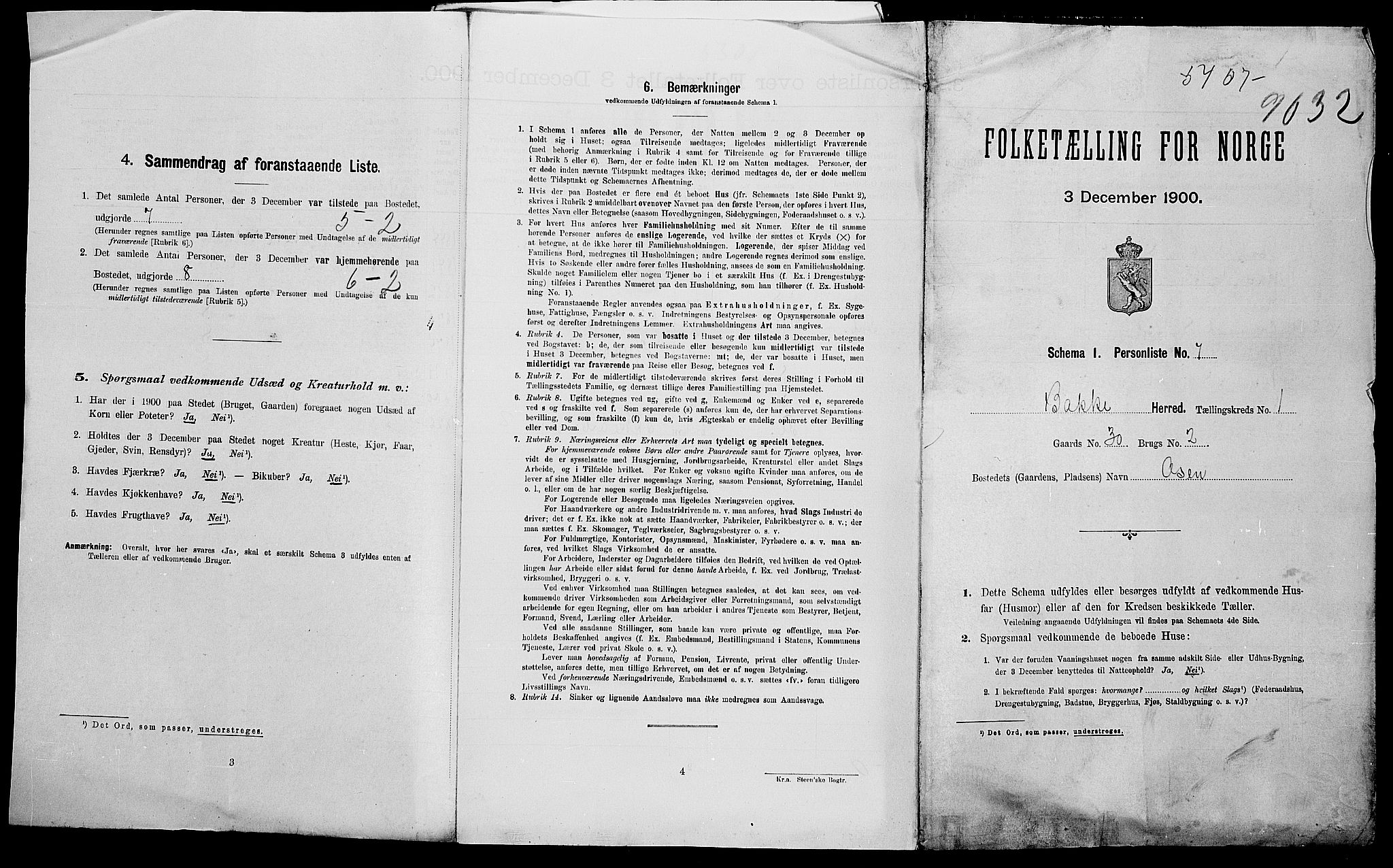 SAK, 1900 census for Bakke, 1900, p. 34