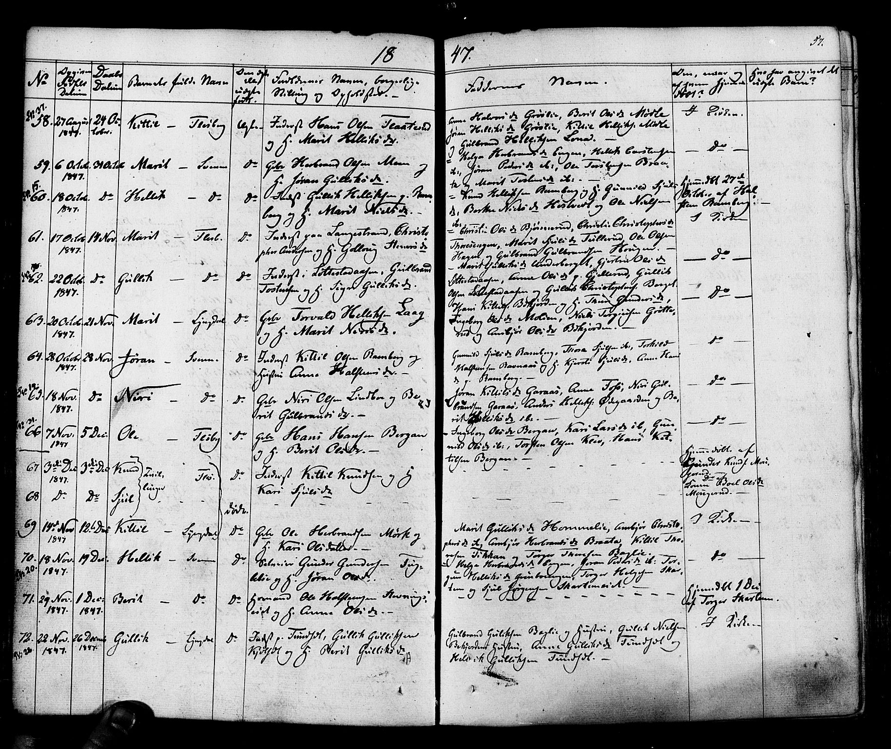 Flesberg kirkebøker, AV/SAKO-A-18/F/Fa/L0006: Parish register (official) no. I 6, 1834-1860, p. 57