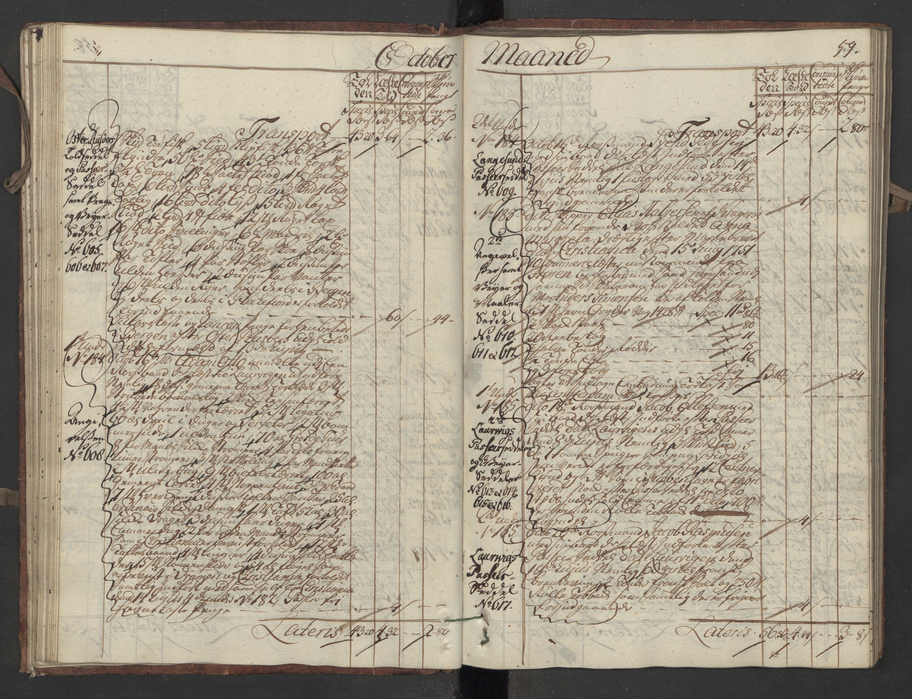 Generaltollkammeret, tollregnskaper, AV/RA-EA-5490/R13/L0020/0001: Tollregnskaper Kragerø / Inngående hovedtollbok, 1756, p. 58b-59a