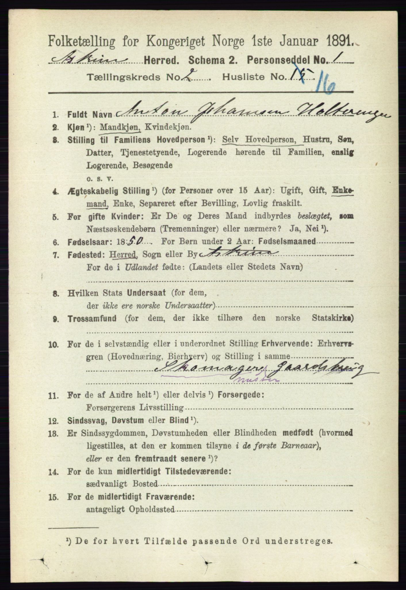 RA, 1891 census for 0124 Askim, 1891, p. 332