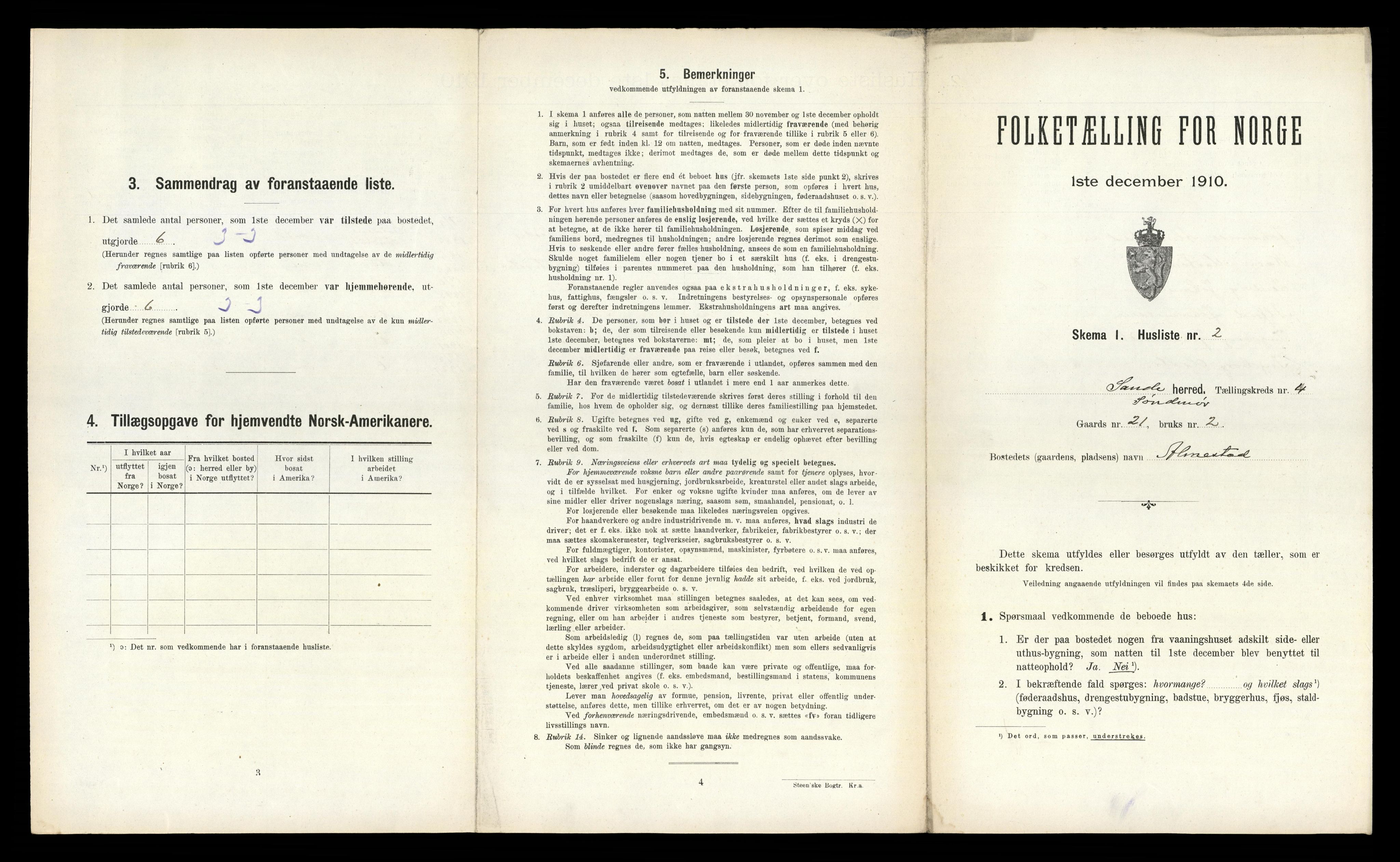 RA, 1910 census for Sande, 1910, p. 242