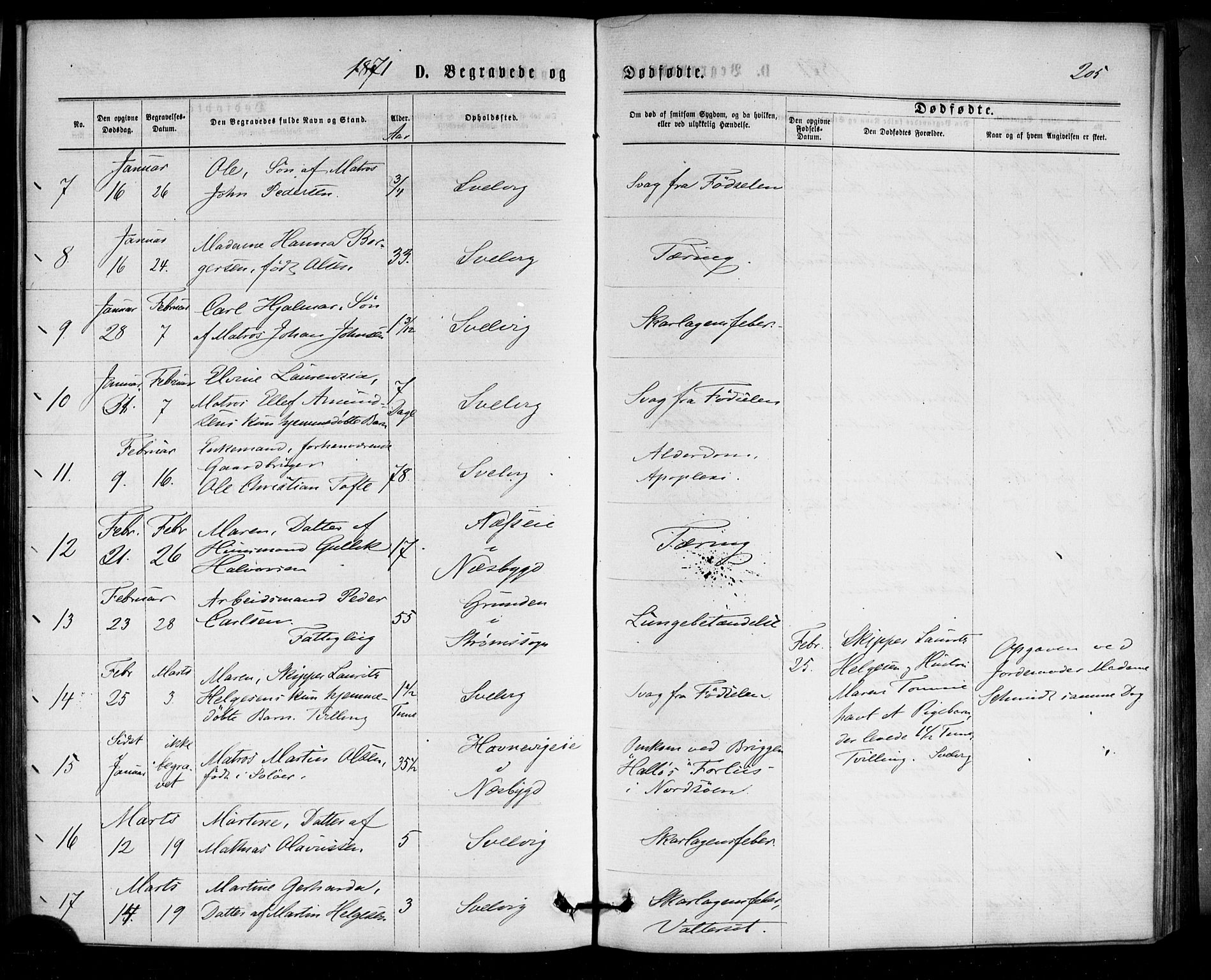 Strømm kirkebøker, SAKO/A-322/F/Fa/L0002: Parish register (official) no. I 2, 1870-1877, p. 205