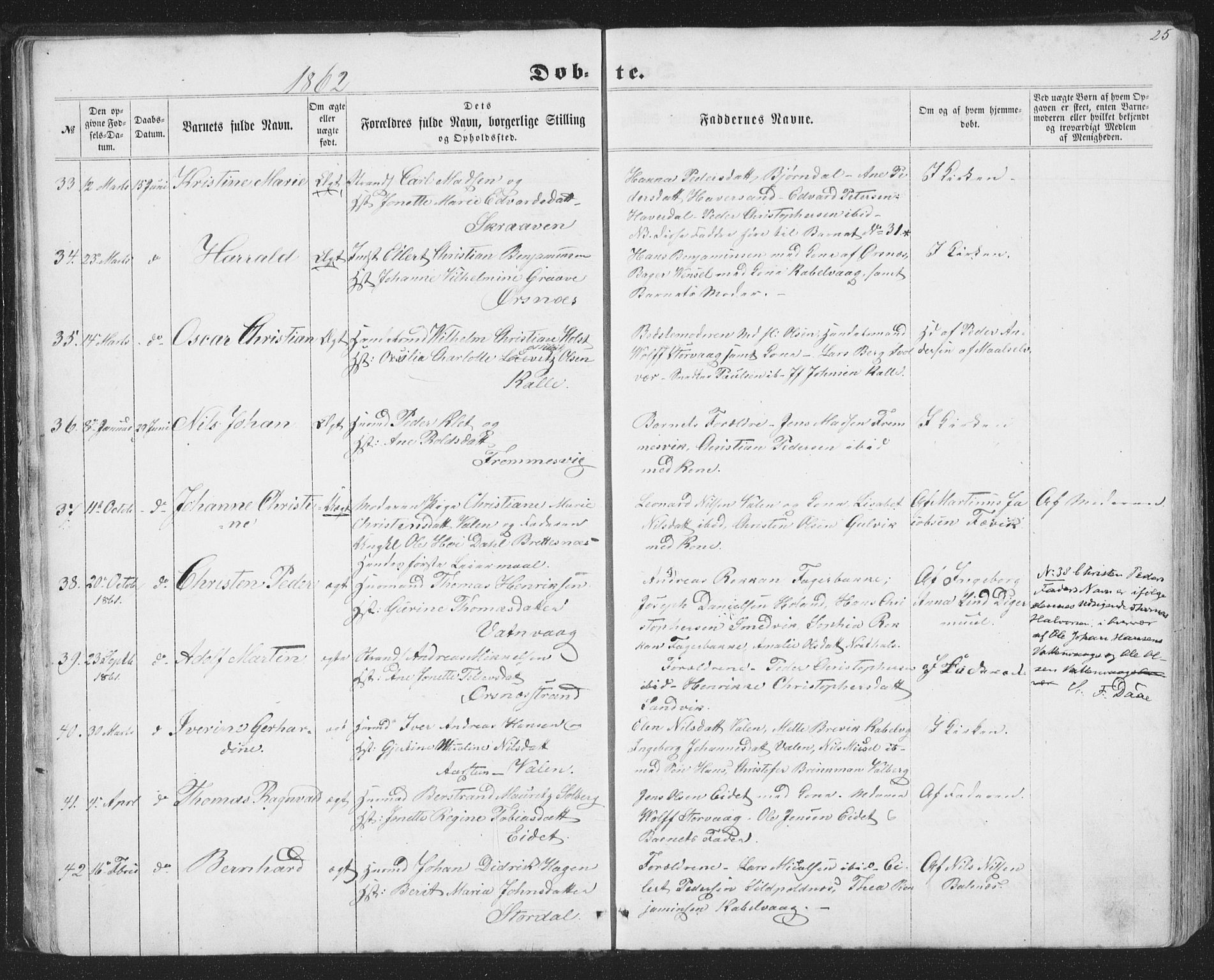 Ministerialprotokoller, klokkerbøker og fødselsregistre - Nordland, SAT/A-1459/874/L1073: Parish register (copy) no. 874C02, 1860-1870, p. 25
