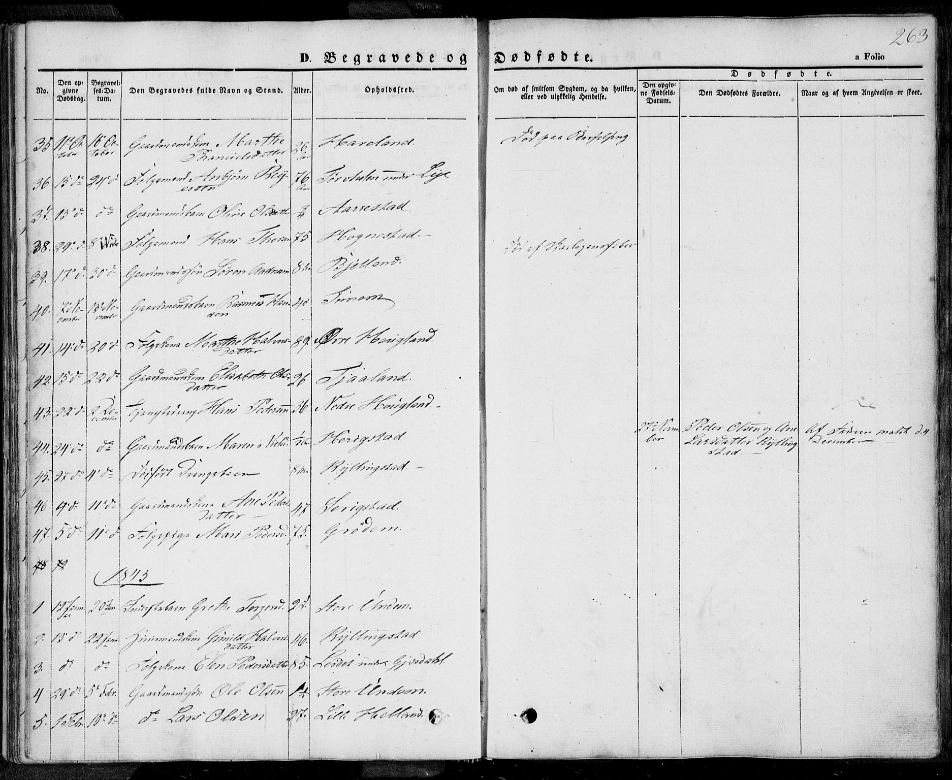 Lye sokneprestkontor, SAST/A-101794/001/30BA/L0006: Parish register (official) no. A 5.2, 1842-1855, p. 263