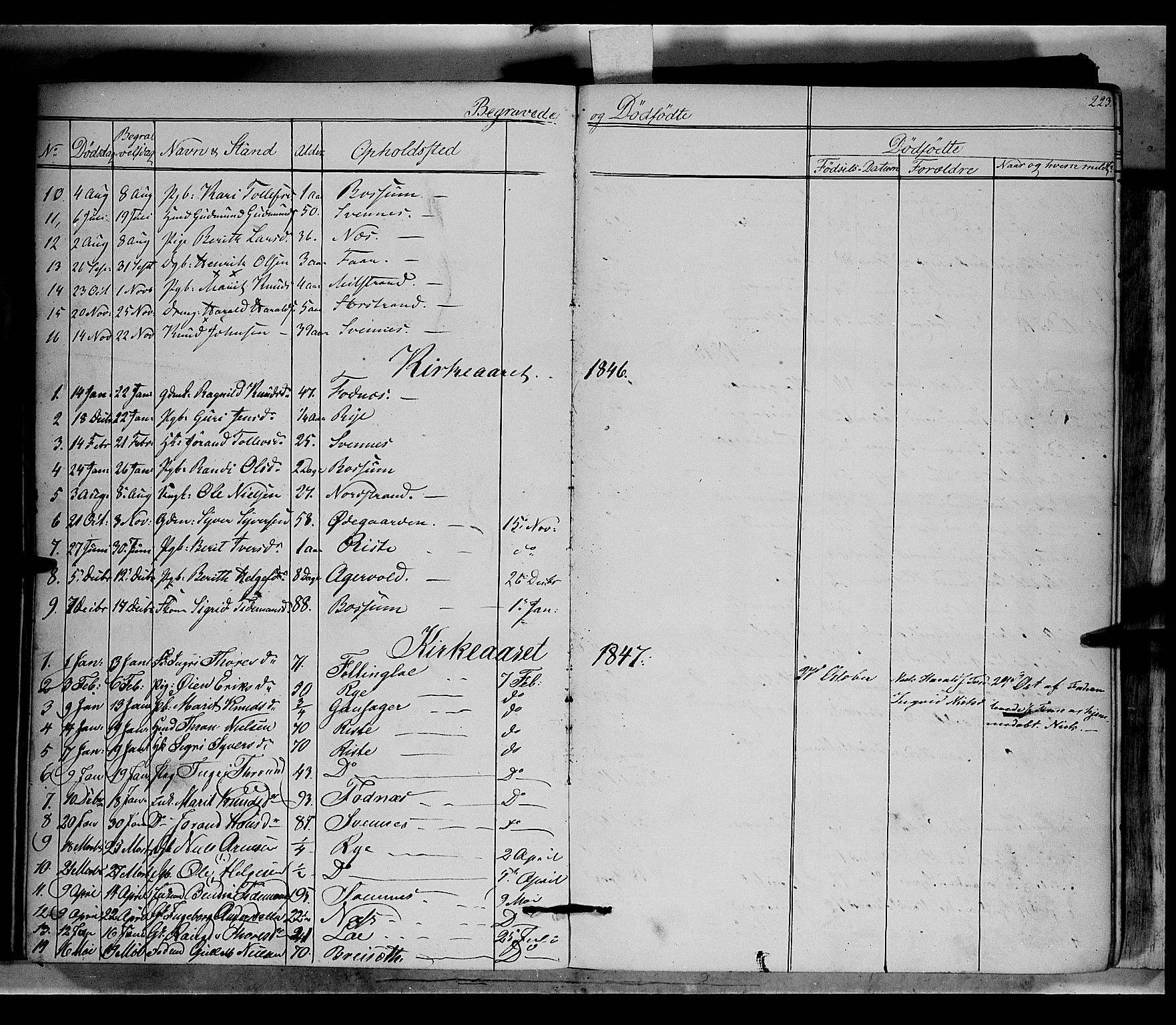 Nord-Aurdal prestekontor, SAH/PREST-132/H/Ha/Haa/L0005: Parish register (official) no. 5, 1842-1863, p. 223