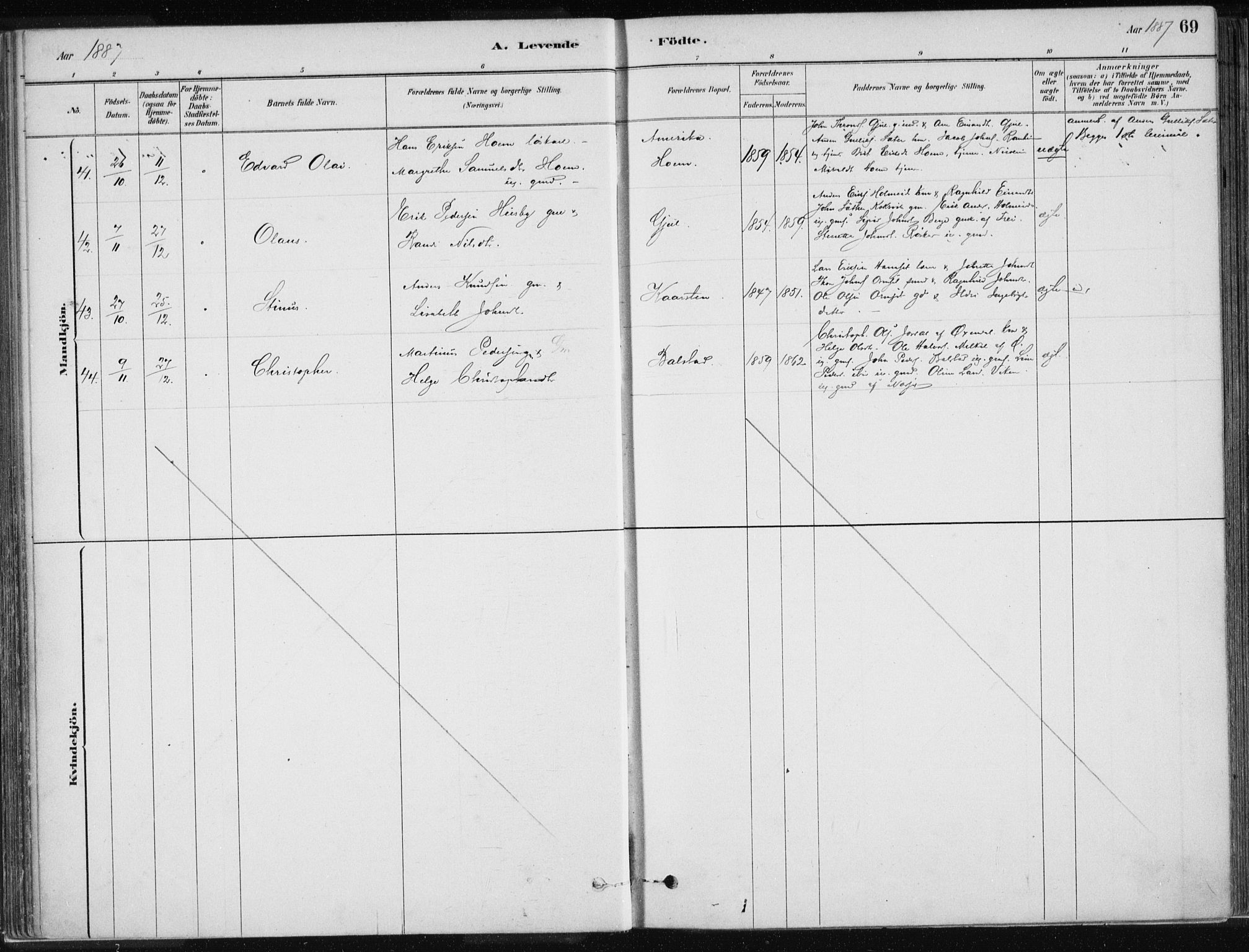 Ministerialprotokoller, klokkerbøker og fødselsregistre - Møre og Romsdal, AV/SAT-A-1454/586/L0987: Parish register (official) no. 586A13, 1879-1892, p. 69