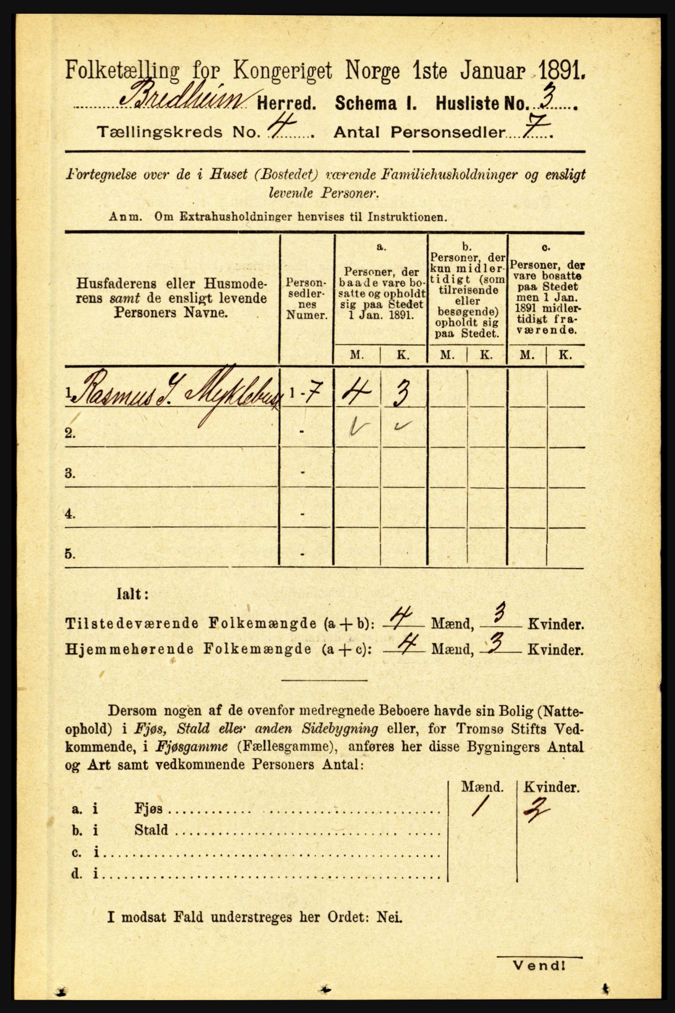 RA, 1891 census for 1446 Breim, 1891, p. 1248