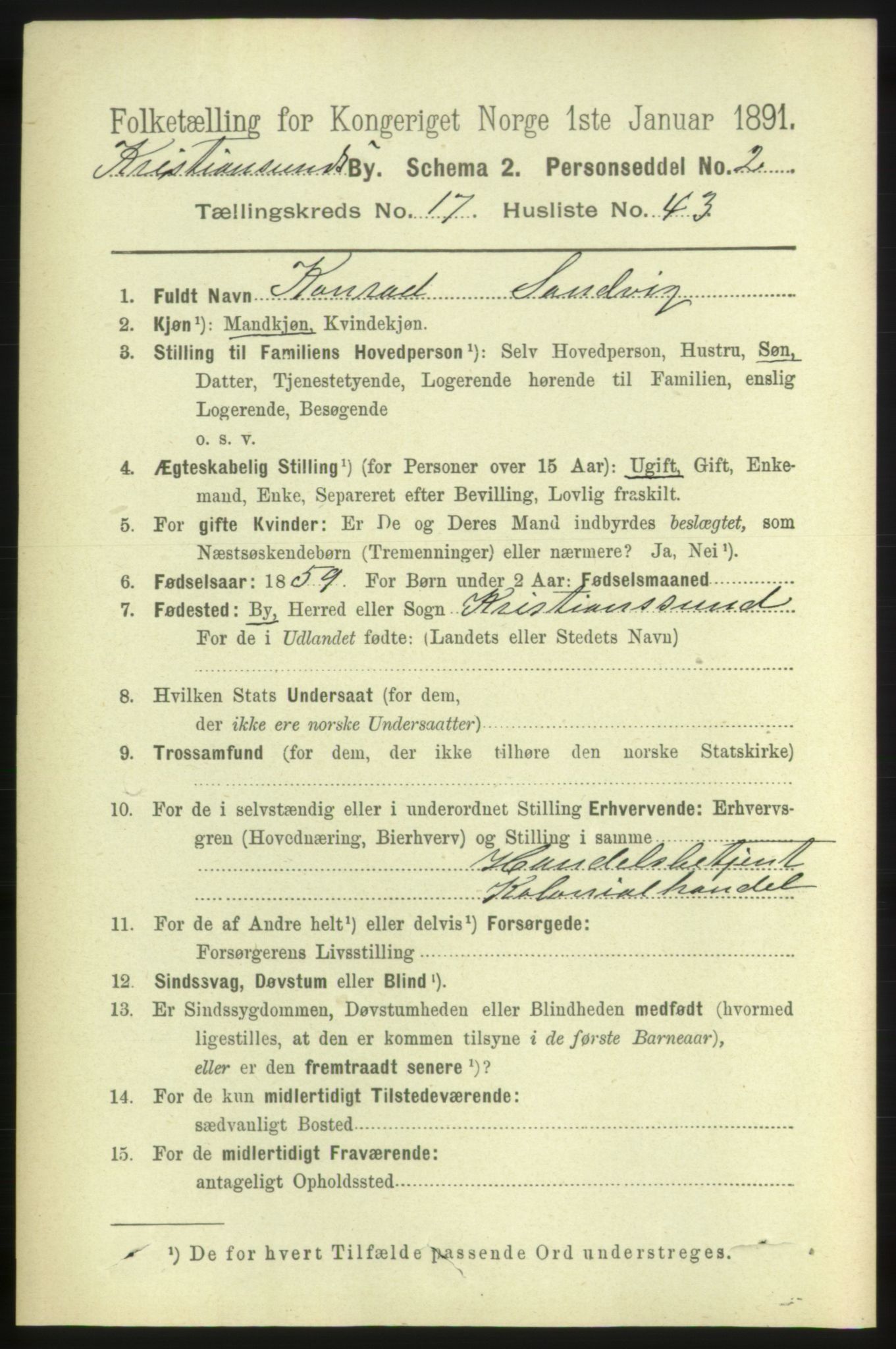 RA, 1891 census for 1503 Kristiansund, 1891, p. 12034