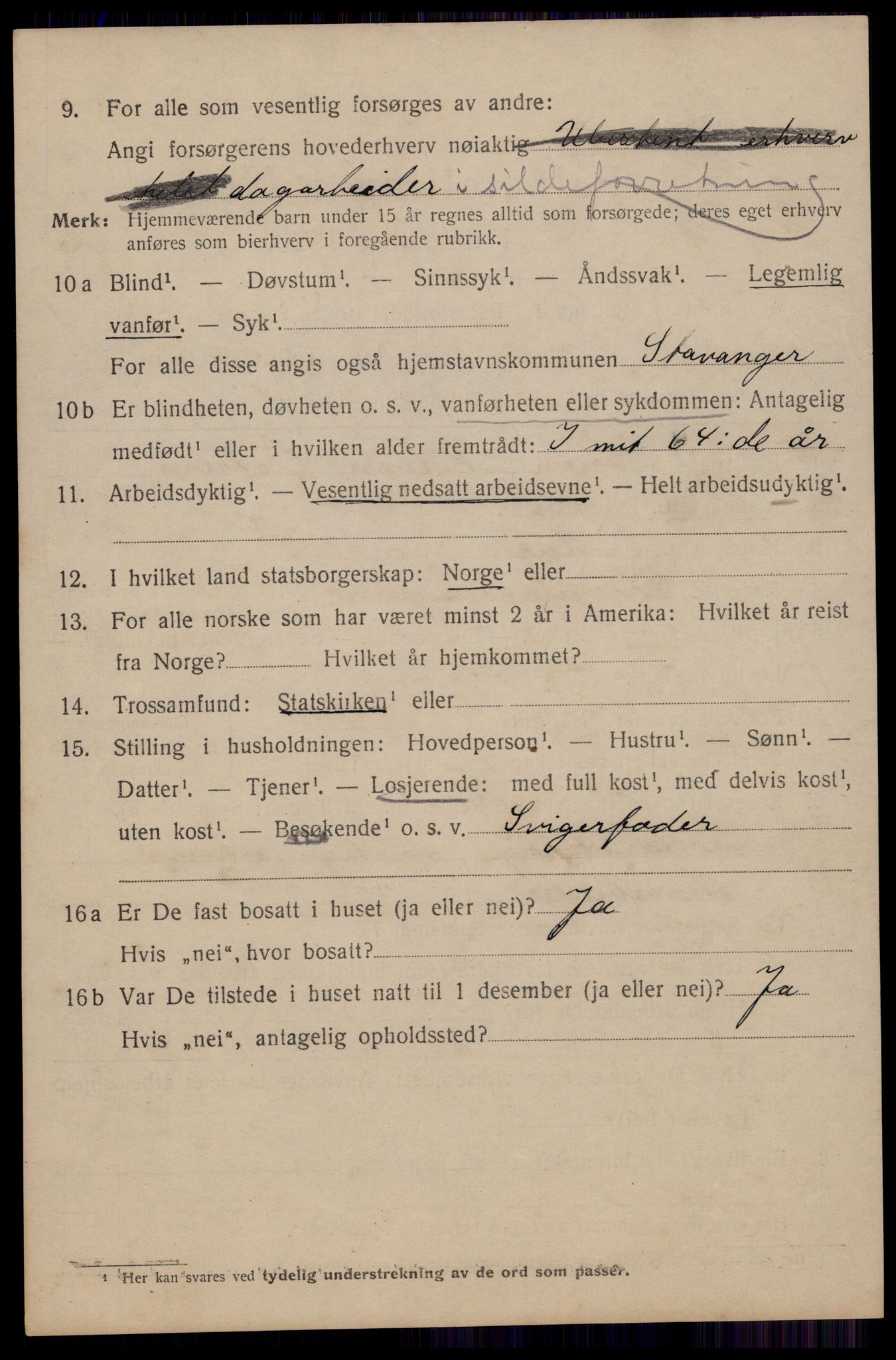 SAST, 1920 census for Kopervik, 1920, p. 4103