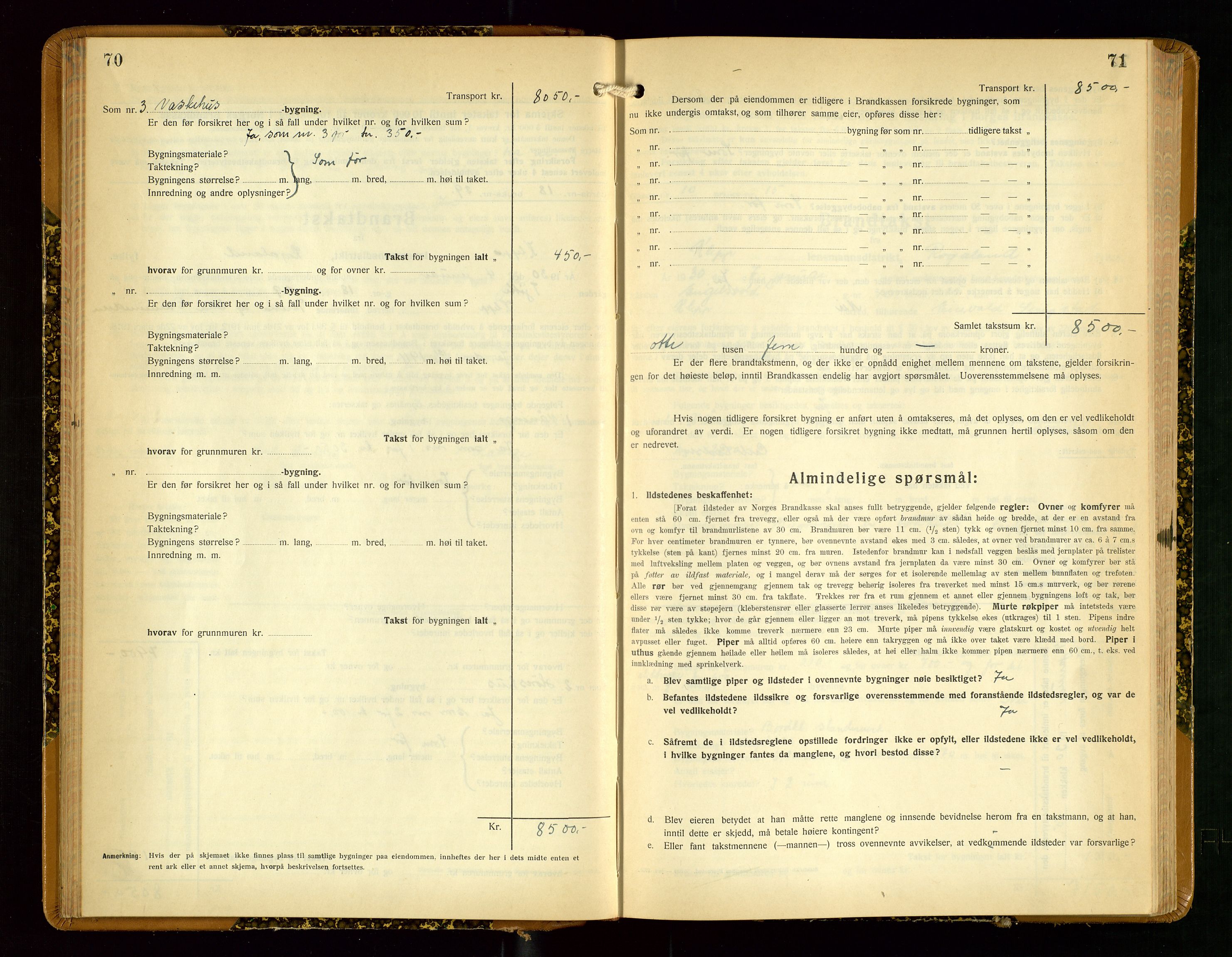 Klepp lensmannskontor, AV/SAST-A-100163/Goc/L0012: "Brandtakstprotokoll" m/register, 1929-1933, p. 70-71