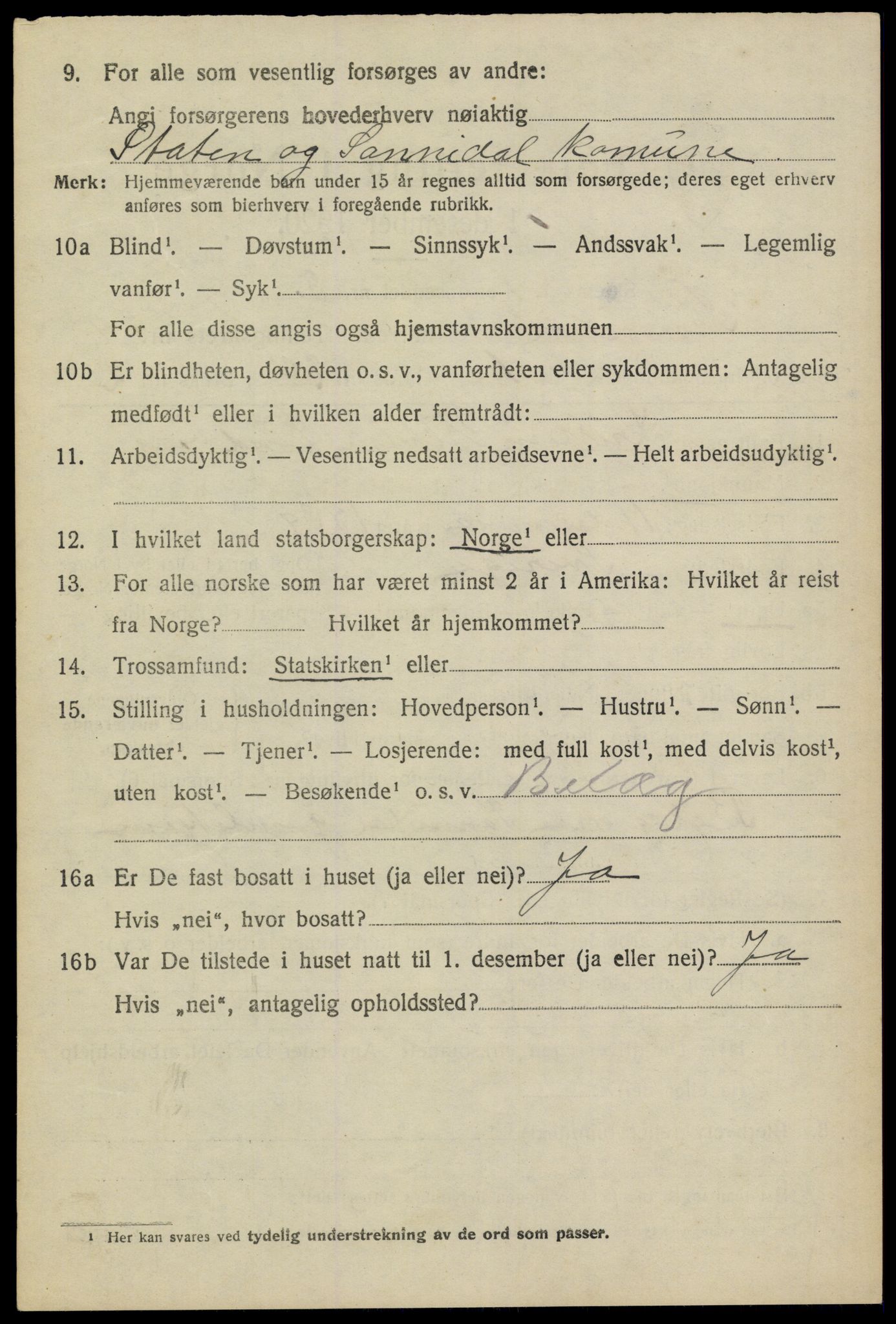 SAKO, 1920 census for Sannidal, 1920, p. 3346