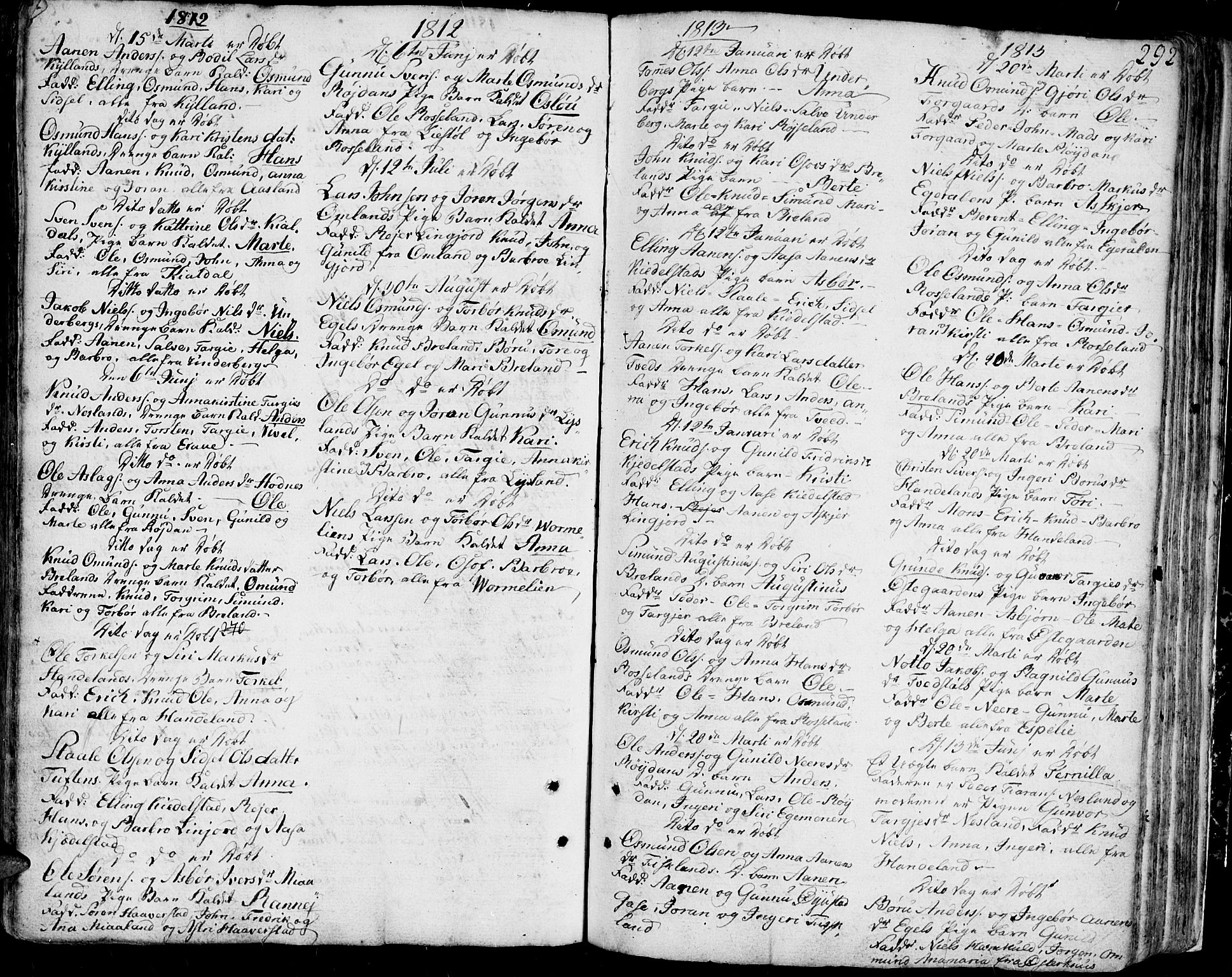 Bjelland sokneprestkontor, SAK/1111-0005/F/Fa/Faa/L0001: Parish register (official) no. A 1 /4, 1793-1815, p. 292