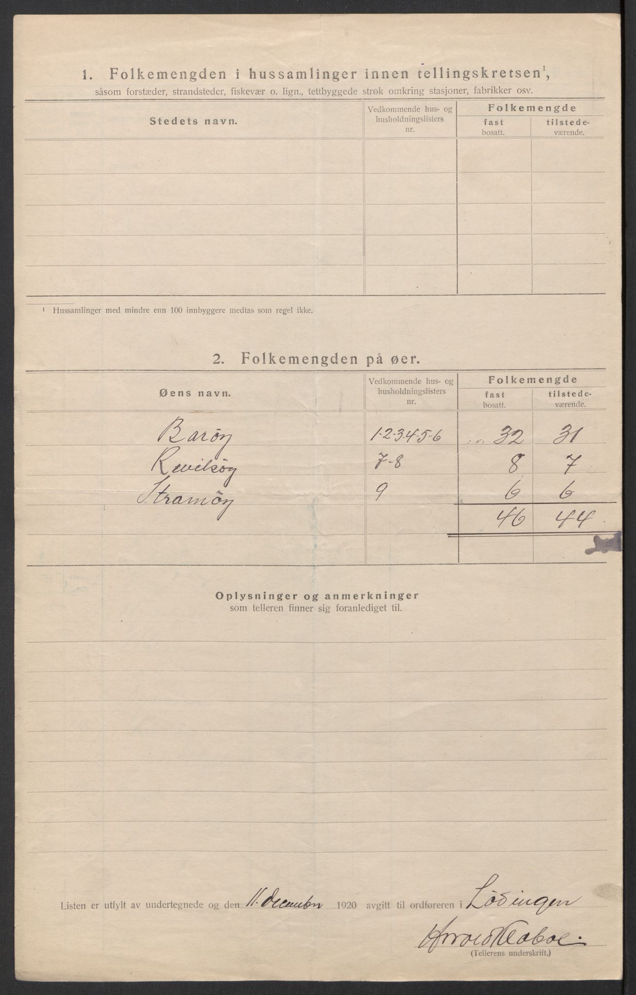 SAT, 1920 census for Lødingen, 1920, p. 41