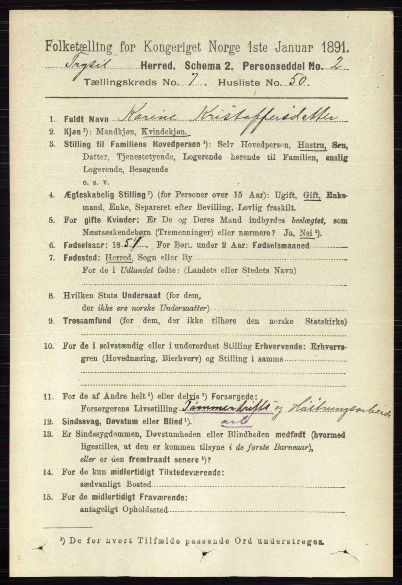 RA, 1891 census for 0428 Trysil, 1891, p. 3458