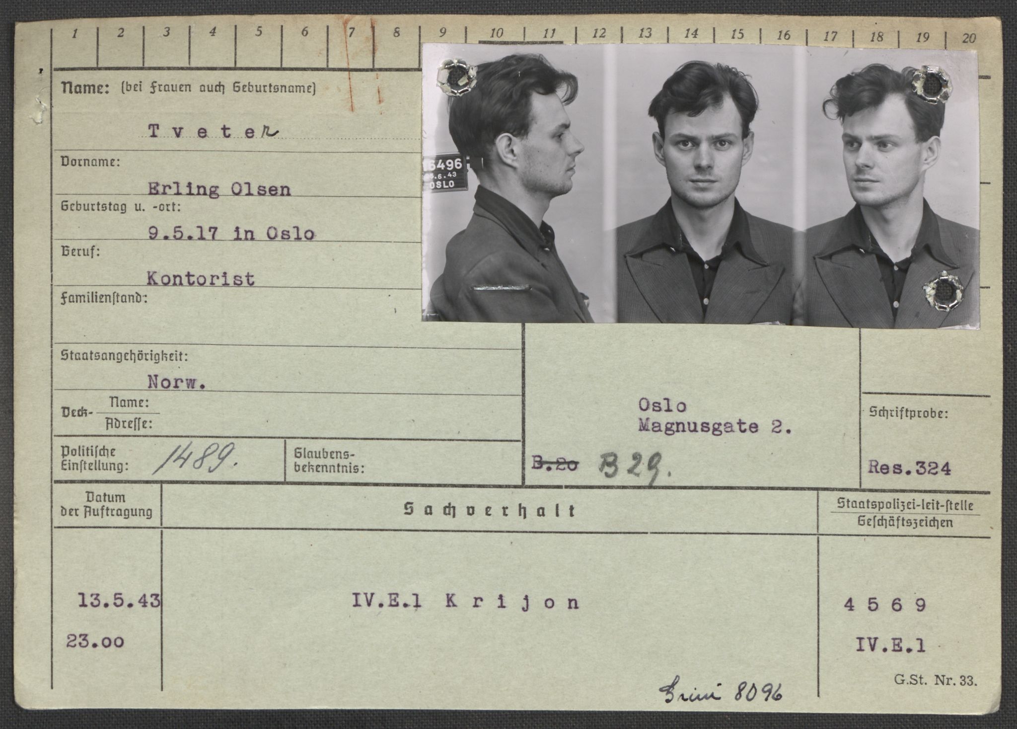 Befehlshaber der Sicherheitspolizei und des SD, RA/RAFA-5969/E/Ea/Eaa/L0010: Register over norske fanger i Møllergata 19: Sø-Å, 1940-1945, p. 566