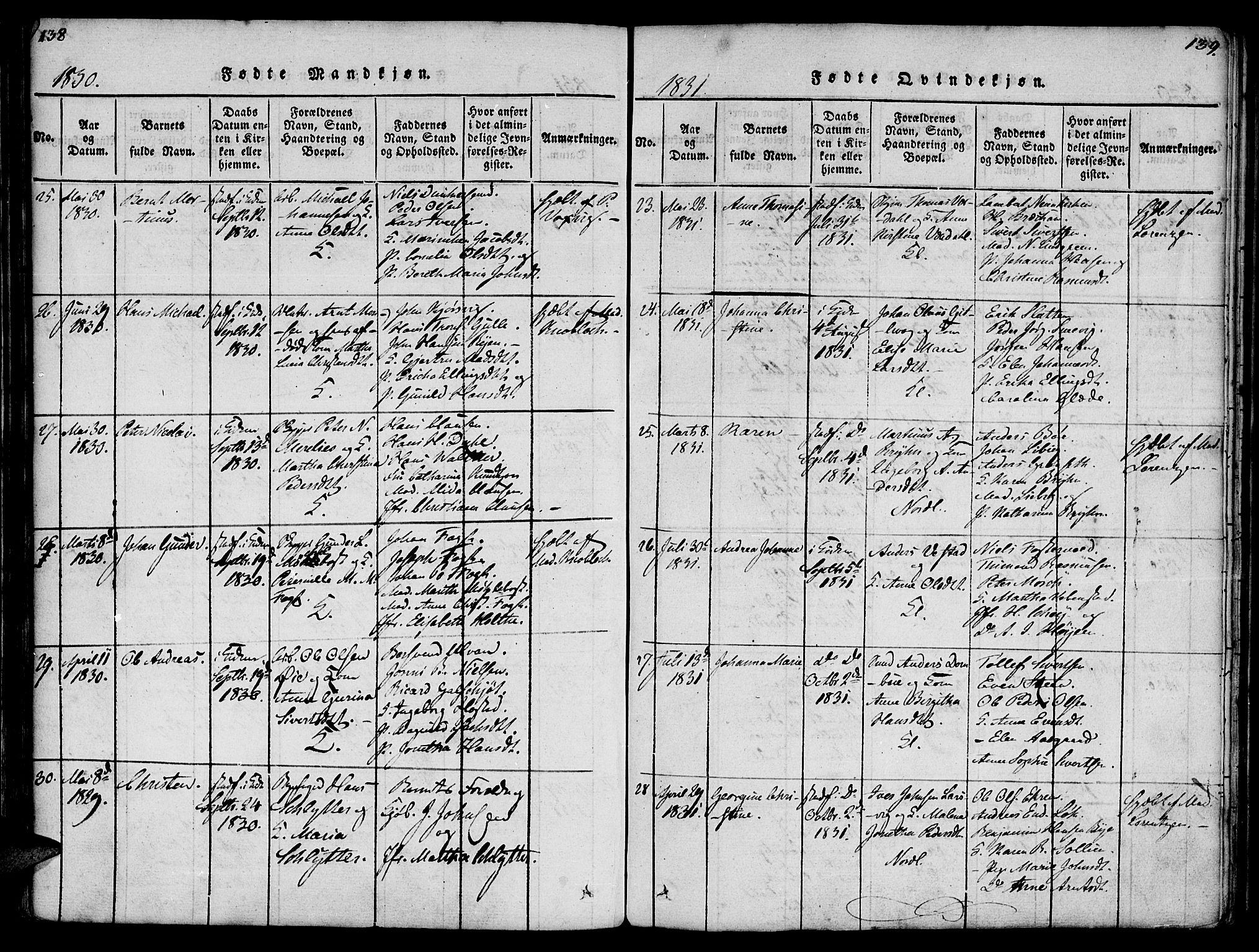 Ministerialprotokoller, klokkerbøker og fødselsregistre - Møre og Romsdal, AV/SAT-A-1454/572/L0842: Parish register (official) no. 572A05, 1819-1832, p. 138-139