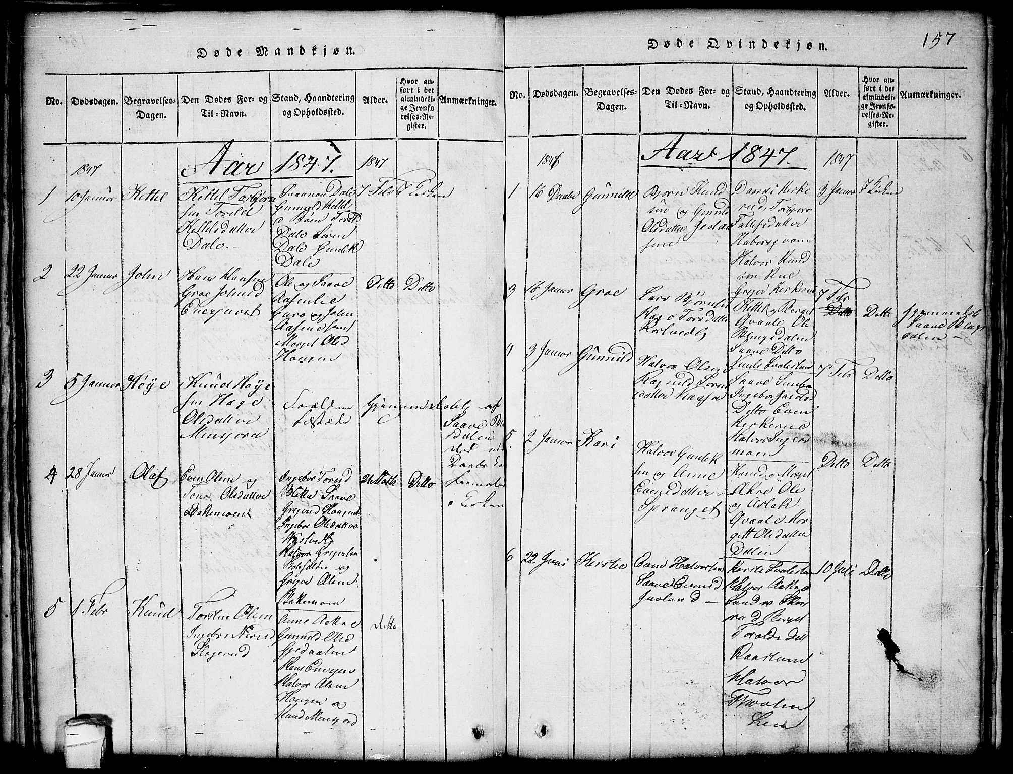 Seljord kirkebøker, SAKO/A-20/G/Gb/L0002: Parish register (copy) no. II 2, 1815-1854, p. 157