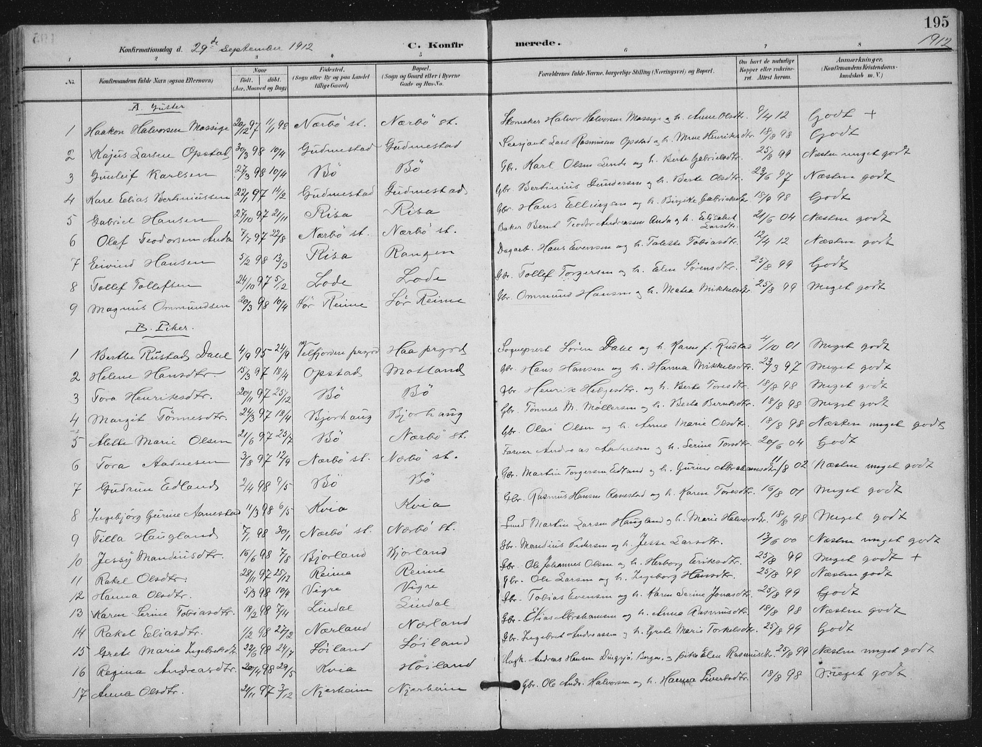 Hå sokneprestkontor, SAST/A-101801/002/B/L0001: Parish register (official) no. A 11, 1897-1924, p. 195
