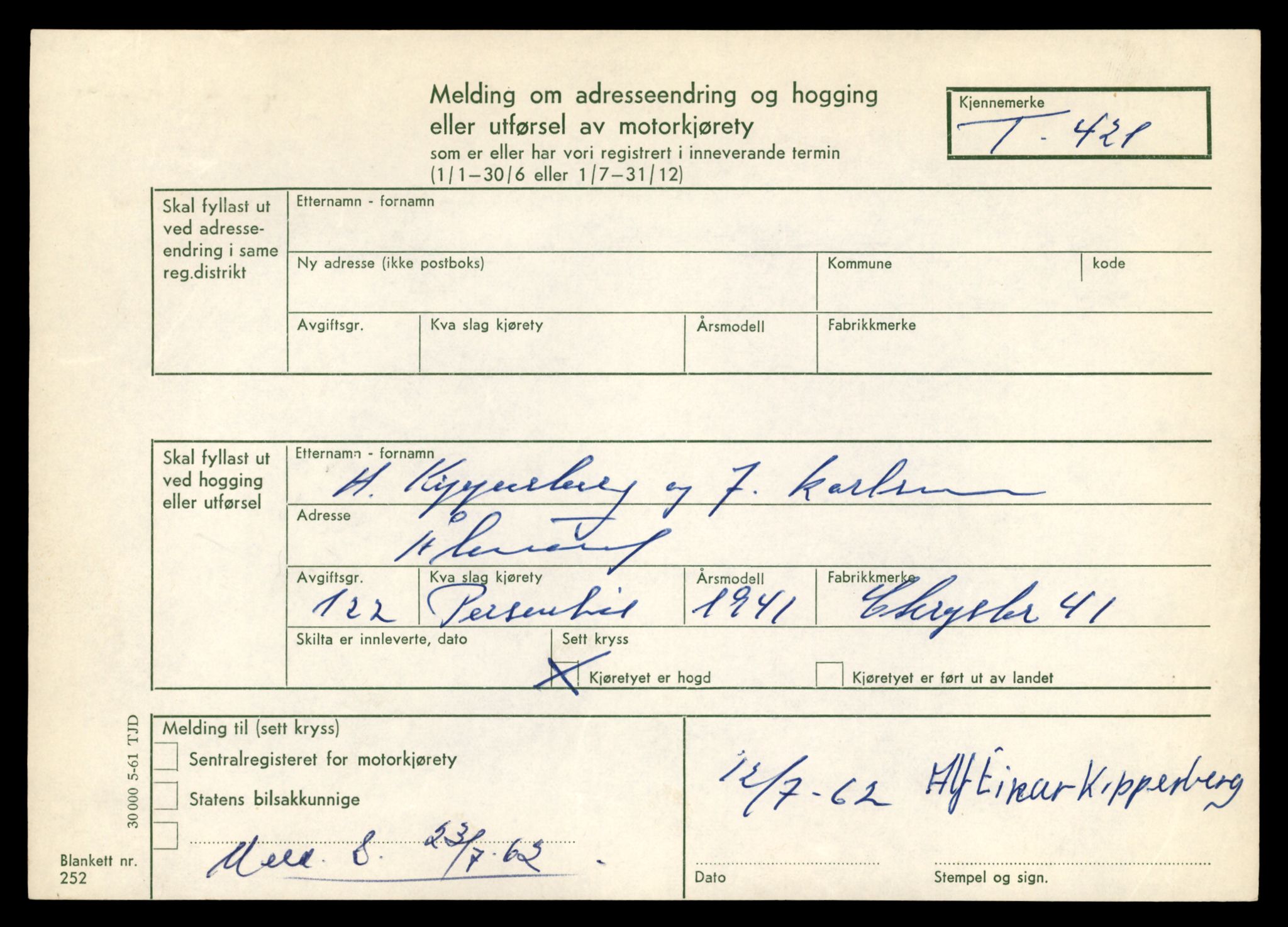 Møre og Romsdal vegkontor - Ålesund trafikkstasjon, SAT/A-4099/F/Fe/L0004: Registreringskort for kjøretøy T 341 - T 442, 1927-1998, p. 2282