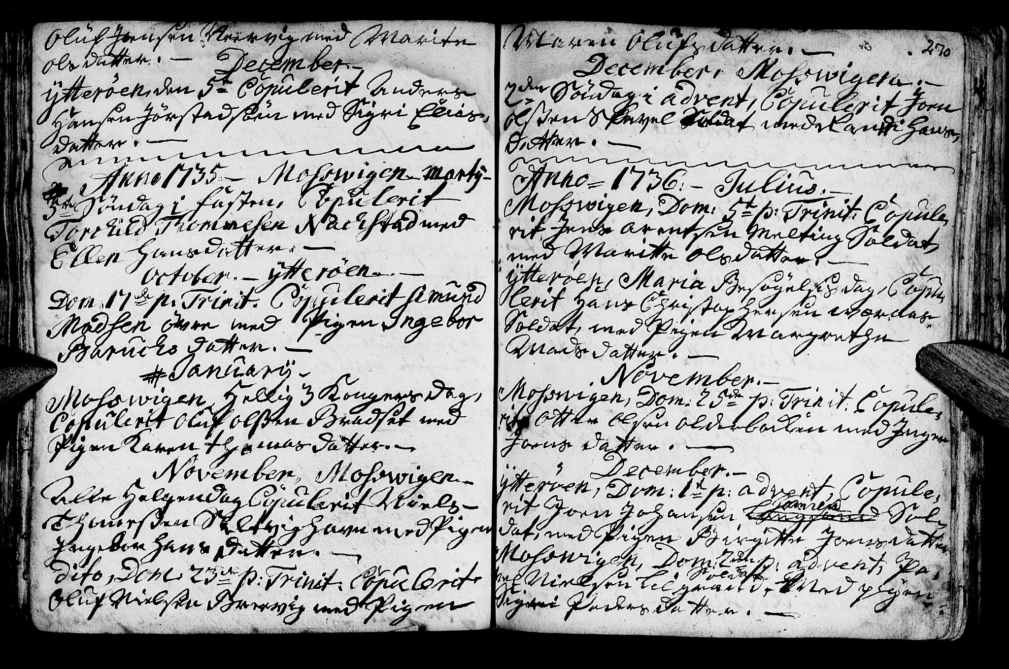 Ministerialprotokoller, klokkerbøker og fødselsregistre - Nord-Trøndelag, SAT/A-1458/722/L0215: Parish register (official) no. 722A02, 1718-1755, p. 270