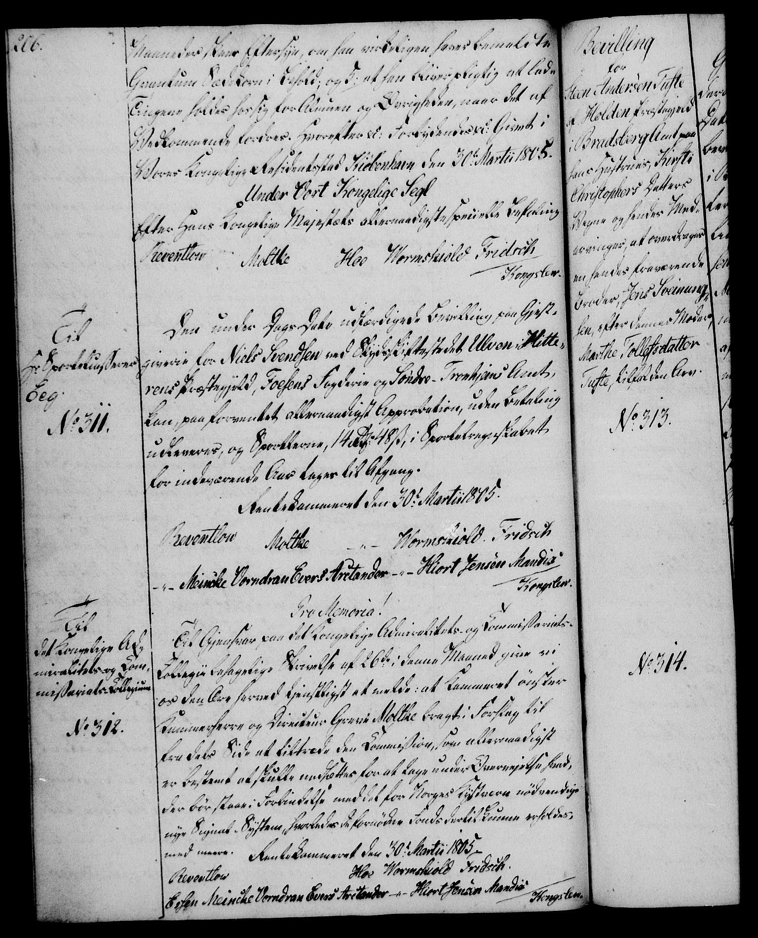 Rentekammeret, Kammerkanselliet, RA/EA-3111/G/Gg/Gga/L0018: Norsk ekspedisjonsprotokoll med register (merket RK 53.18), 1804-1806, p. 206