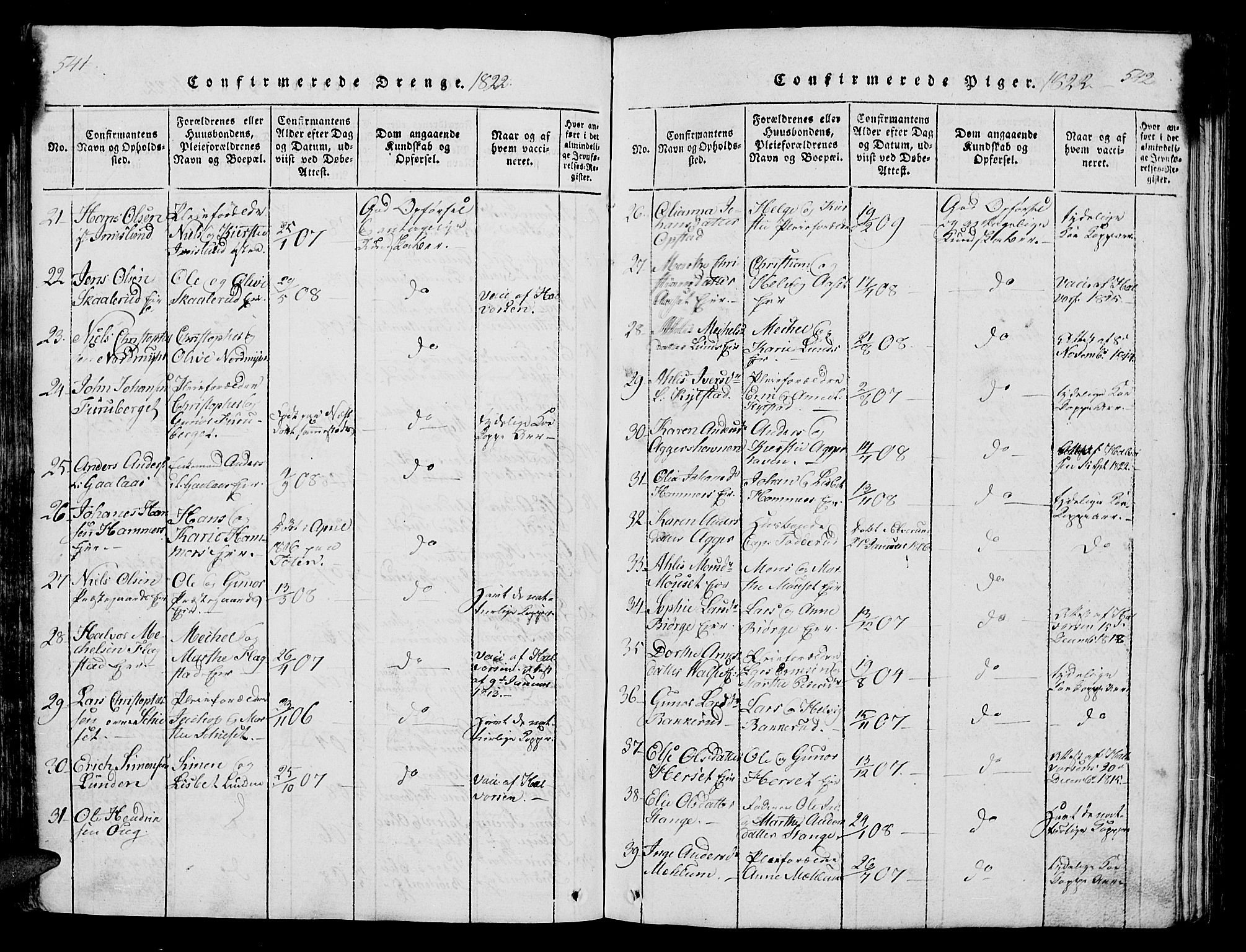 Vang prestekontor, Hedmark, AV/SAH-PREST-008/H/Ha/Hab/L0004: Parish register (copy) no. 4, 1813-1827, p. 541-542